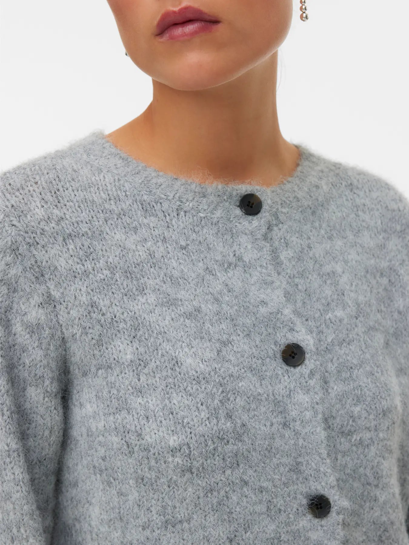 VMNOVAH LS O-NECK BUTTON CARDI MGM