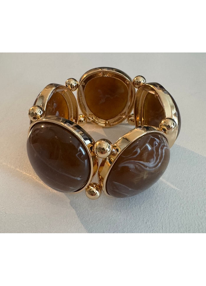 Vala Elastic Bracelet Gold w Brown