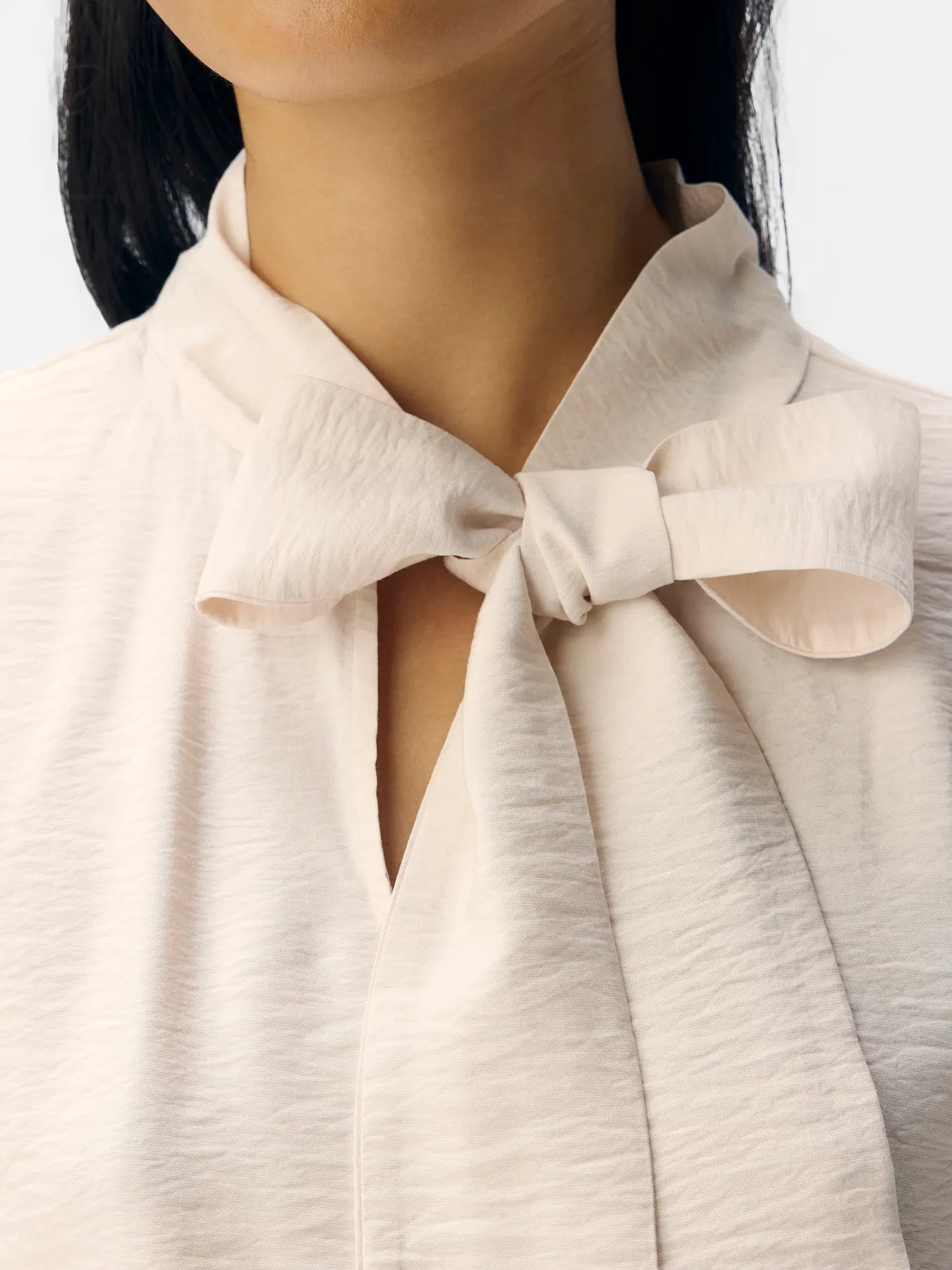 OBJJACIRA L/S RE BOW SHIRT WHITE SAND