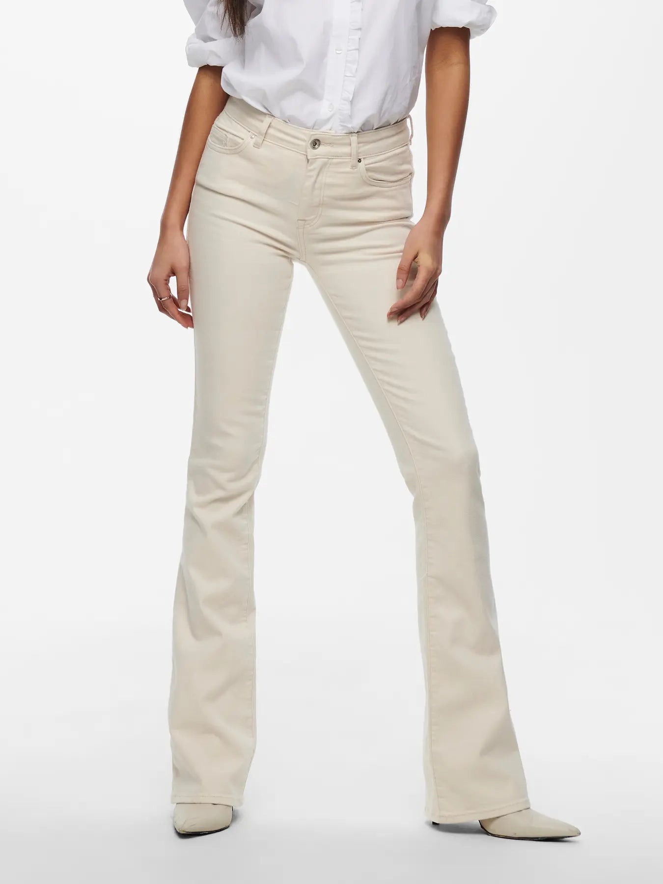 ONLBLUSH MID FLARED DOT019 ECRU