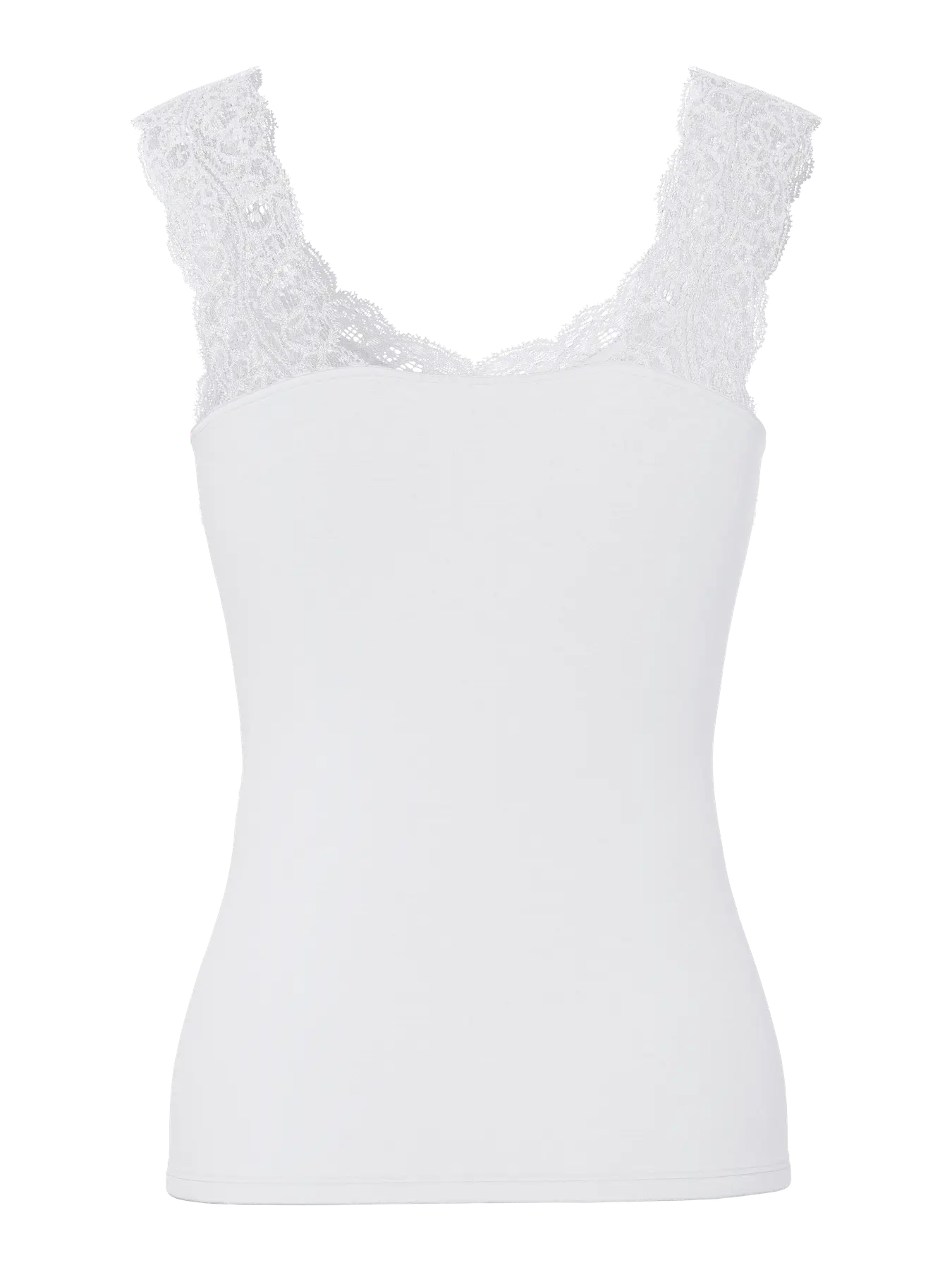 PCBARBERA LACE TOP BRIGHT WHITE