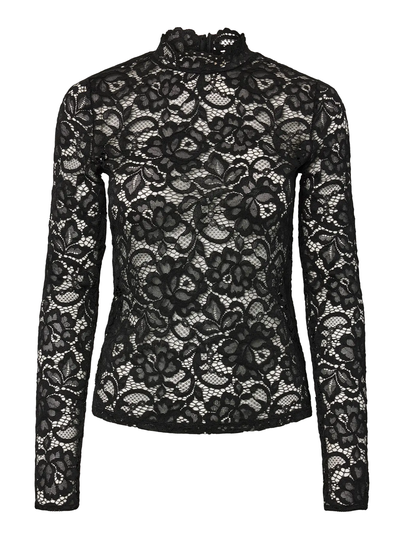 YASLACEY LS LACE TOP BLACK
