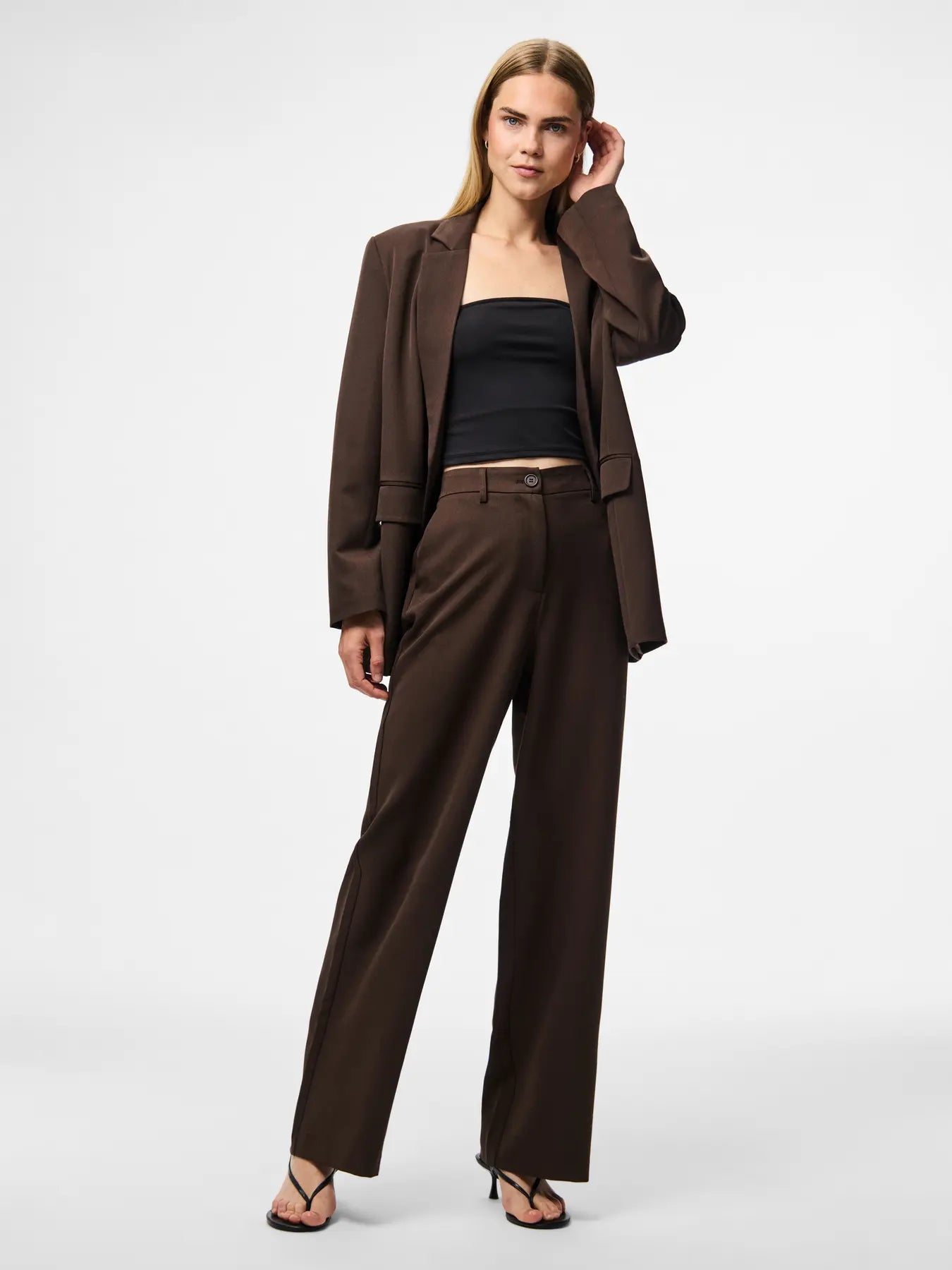 PCKAMIL HW WIDE PANT HOT FUDGE
