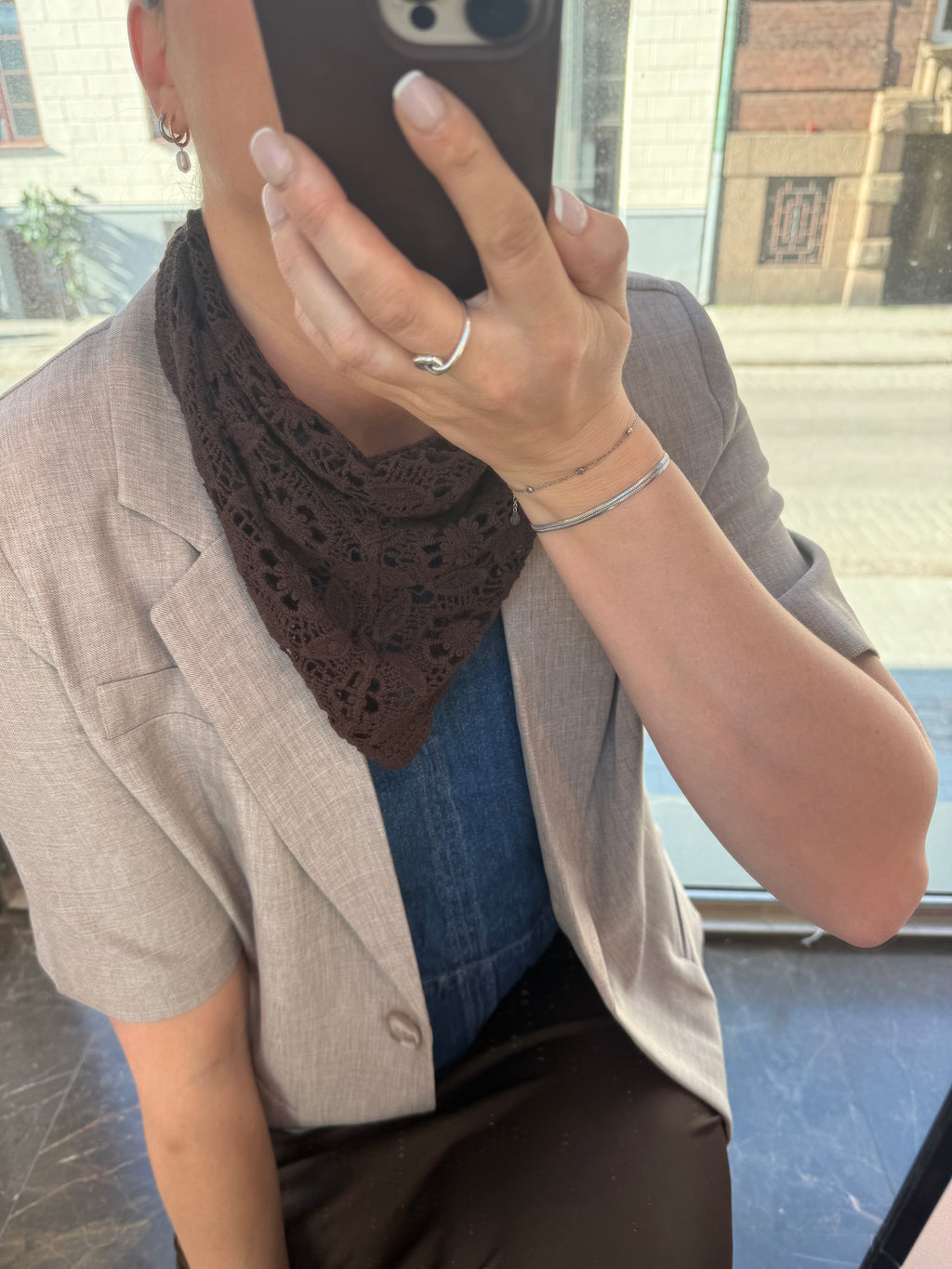 PCMANILLA TRIANGLE SCARF BROWN