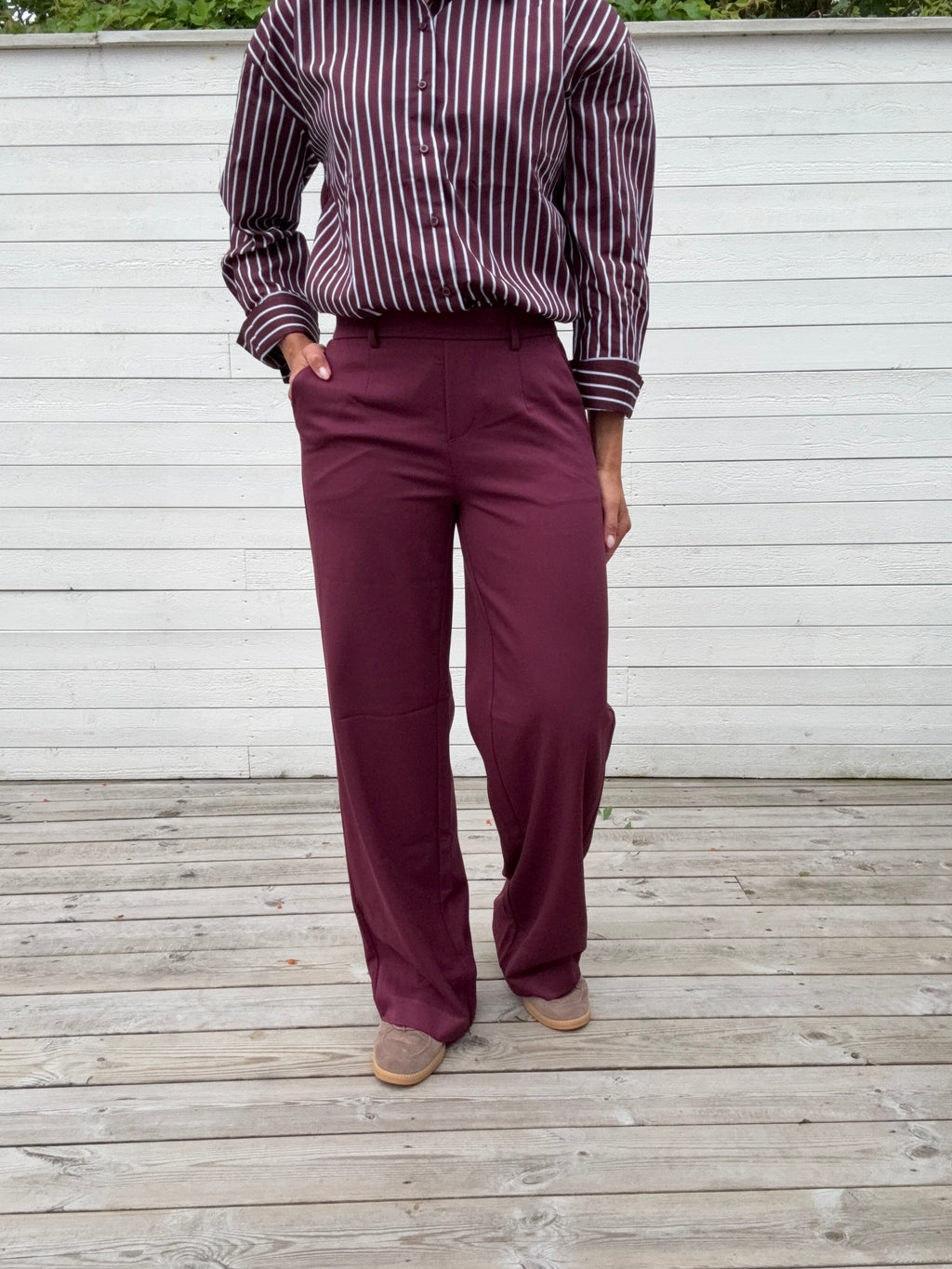 OBJLISA WIDE PANT WINDSOR WINE