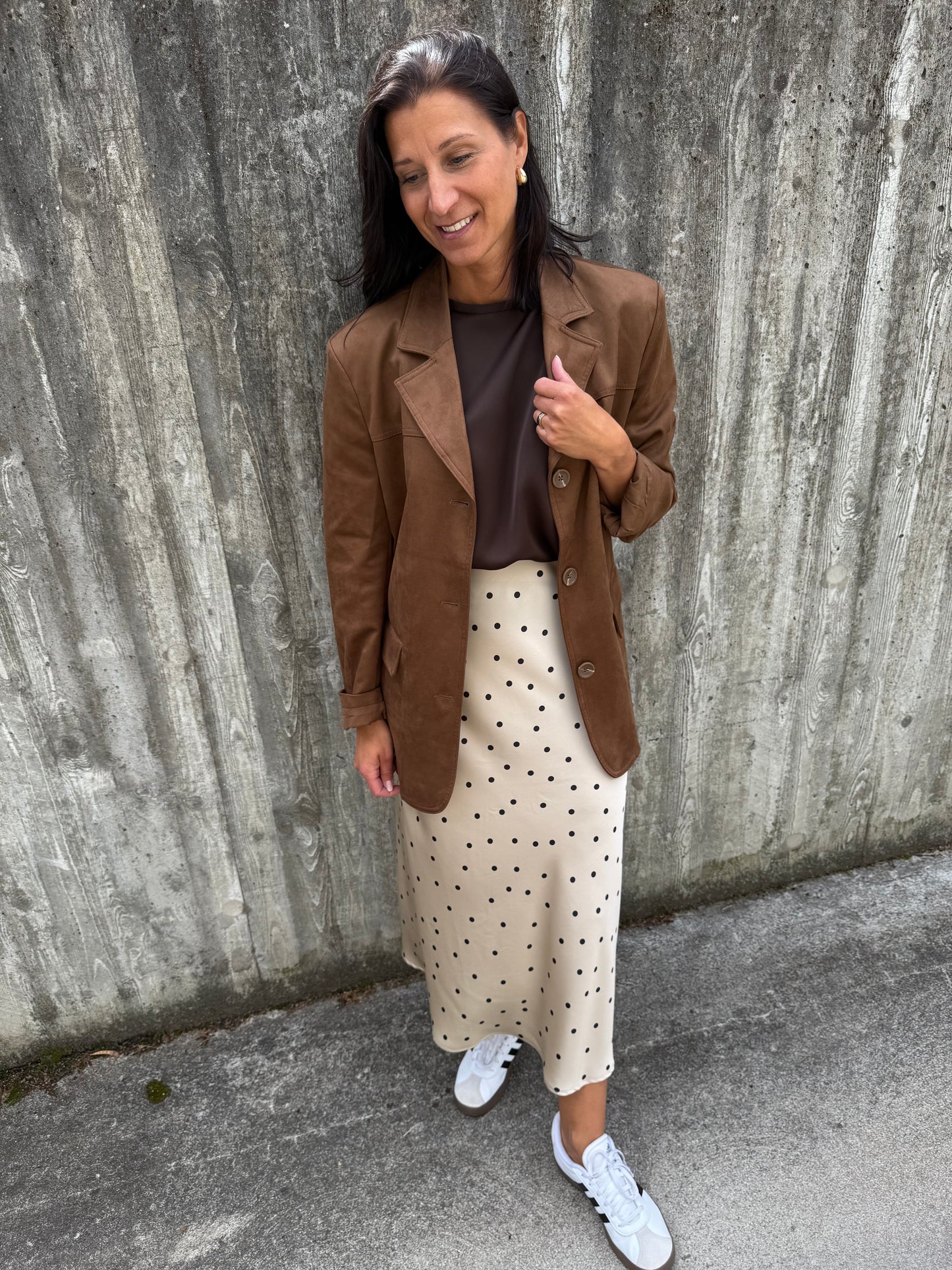 VIELLETTE HW MIDI SKIRT CEMENT DOTS