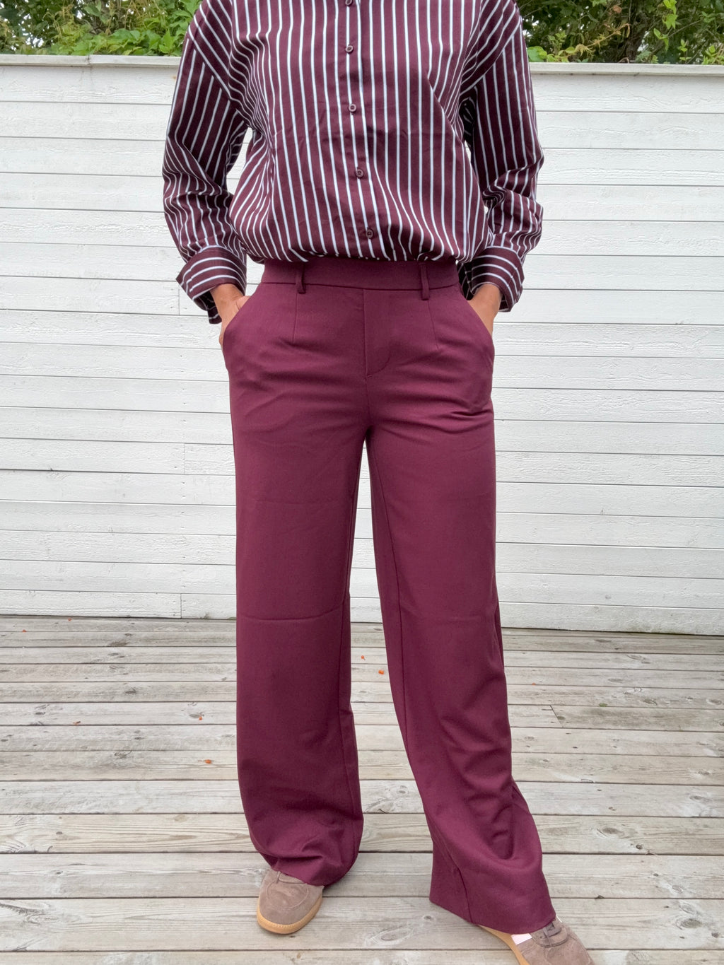 OBJLISA WIDE PANT WINDSOR WINE