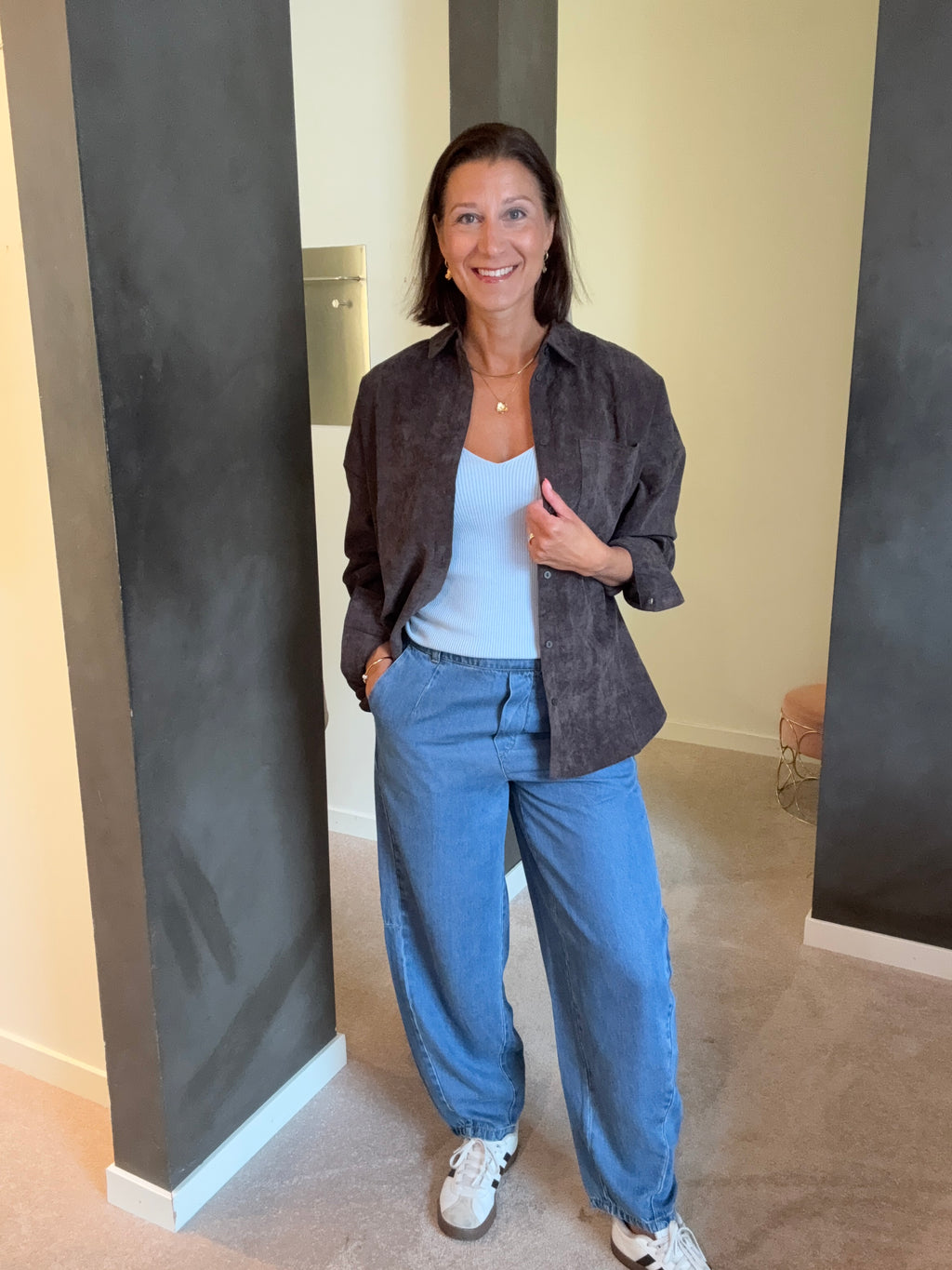 OBJFRAME MW ANKEL BARREL PANT MEDIUM BLUE DENIM