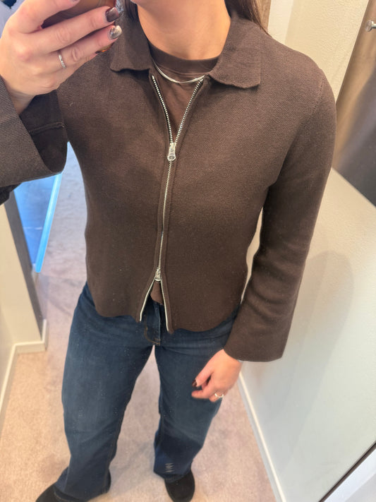 PCRAJA LS ZIP KNIT CARDIGAN