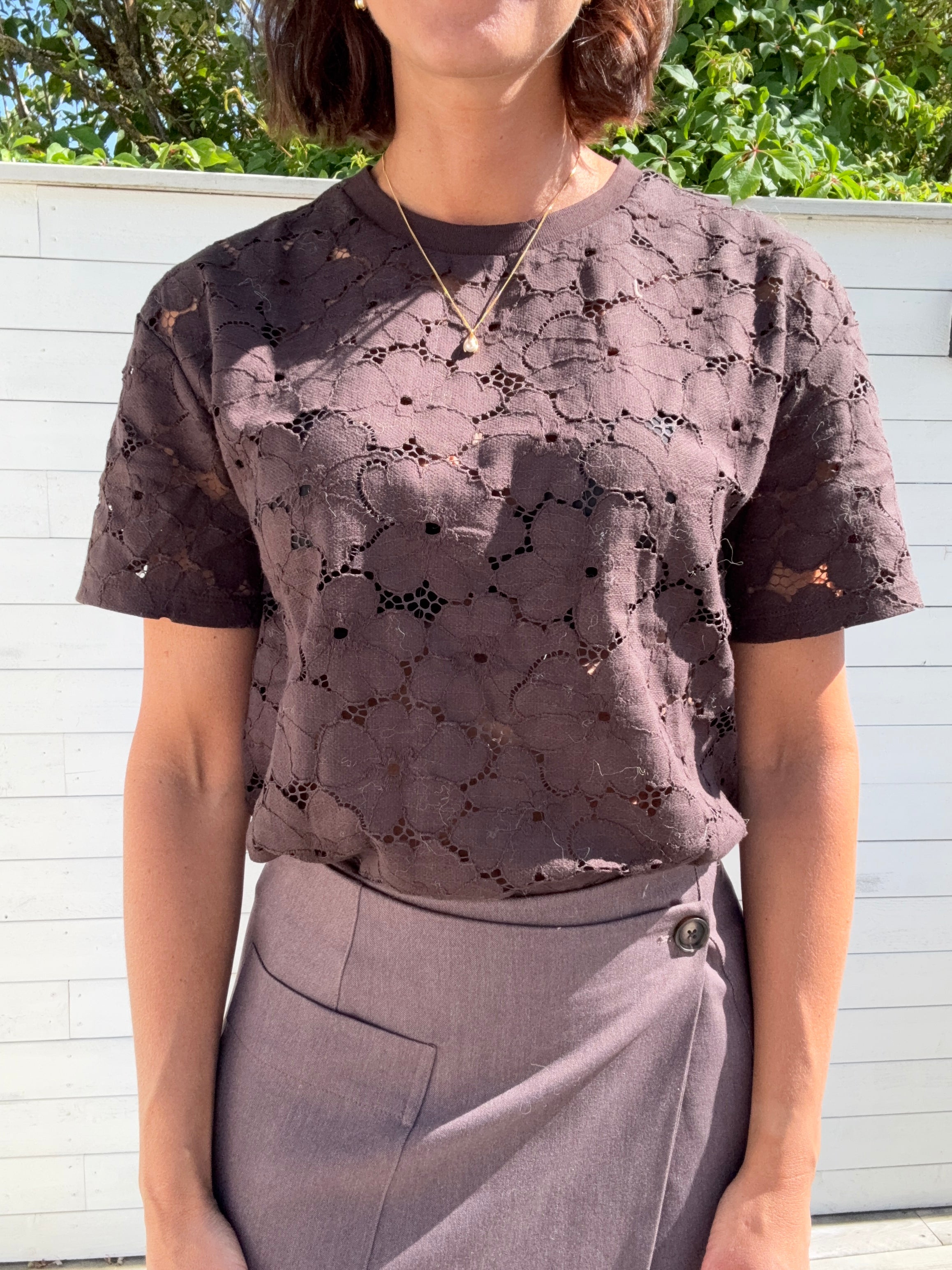 VMVILLA 2/4 O-NECK OVERSIZED TOP - COCOLATE TORTE