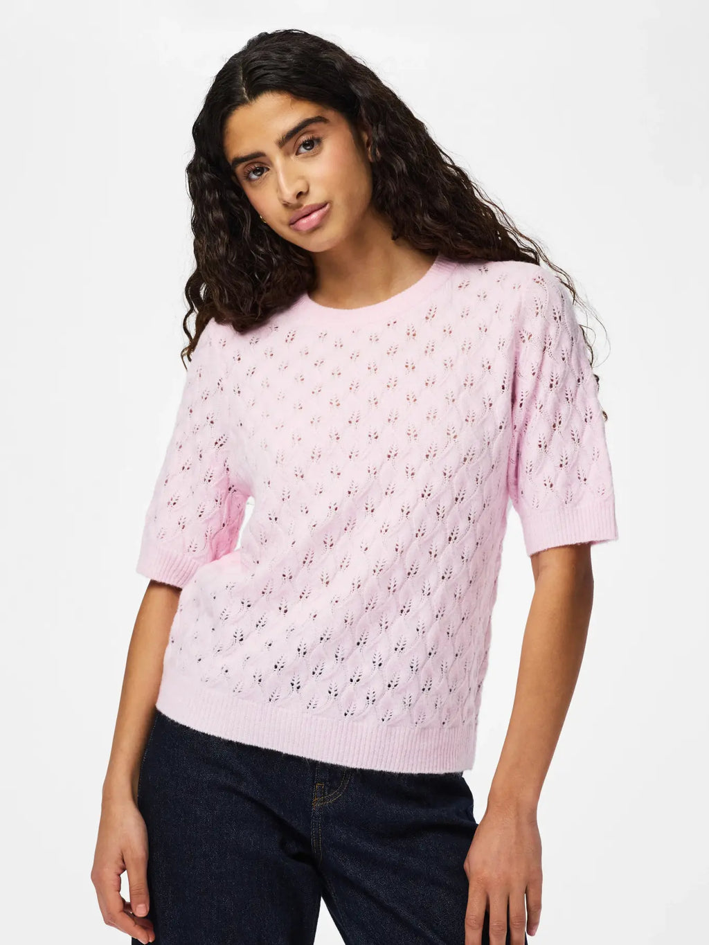 PCLELOU SS O-NECK KNIT - ROSA
