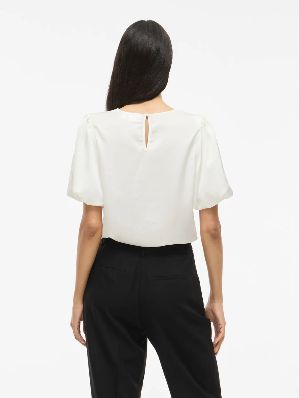 VIELLETTE 2/4 SATIN PUFF TOP SNOW WHITE