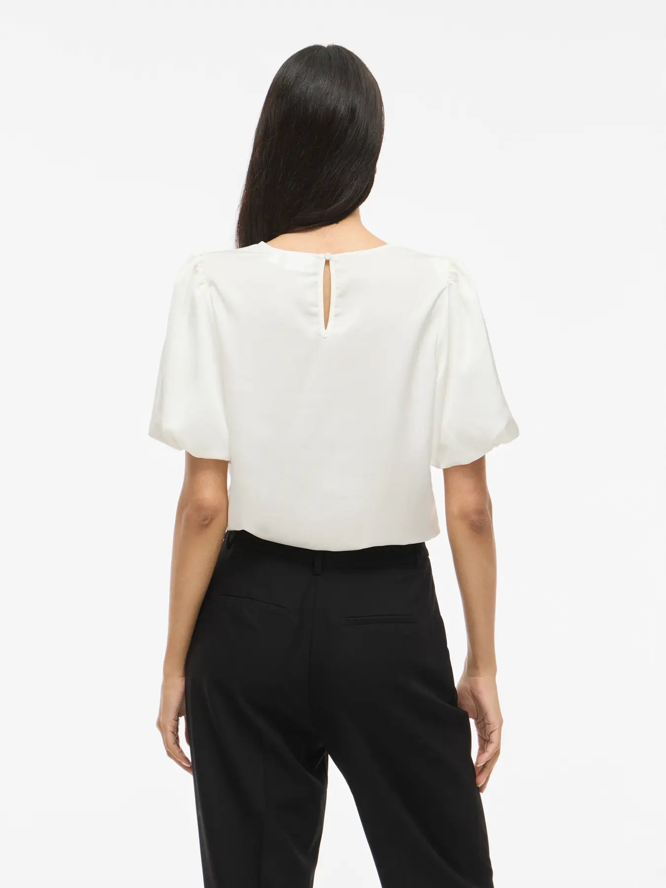 VIELLETTE 2/4 SATIN PUFF TOP SNOW WHITE
