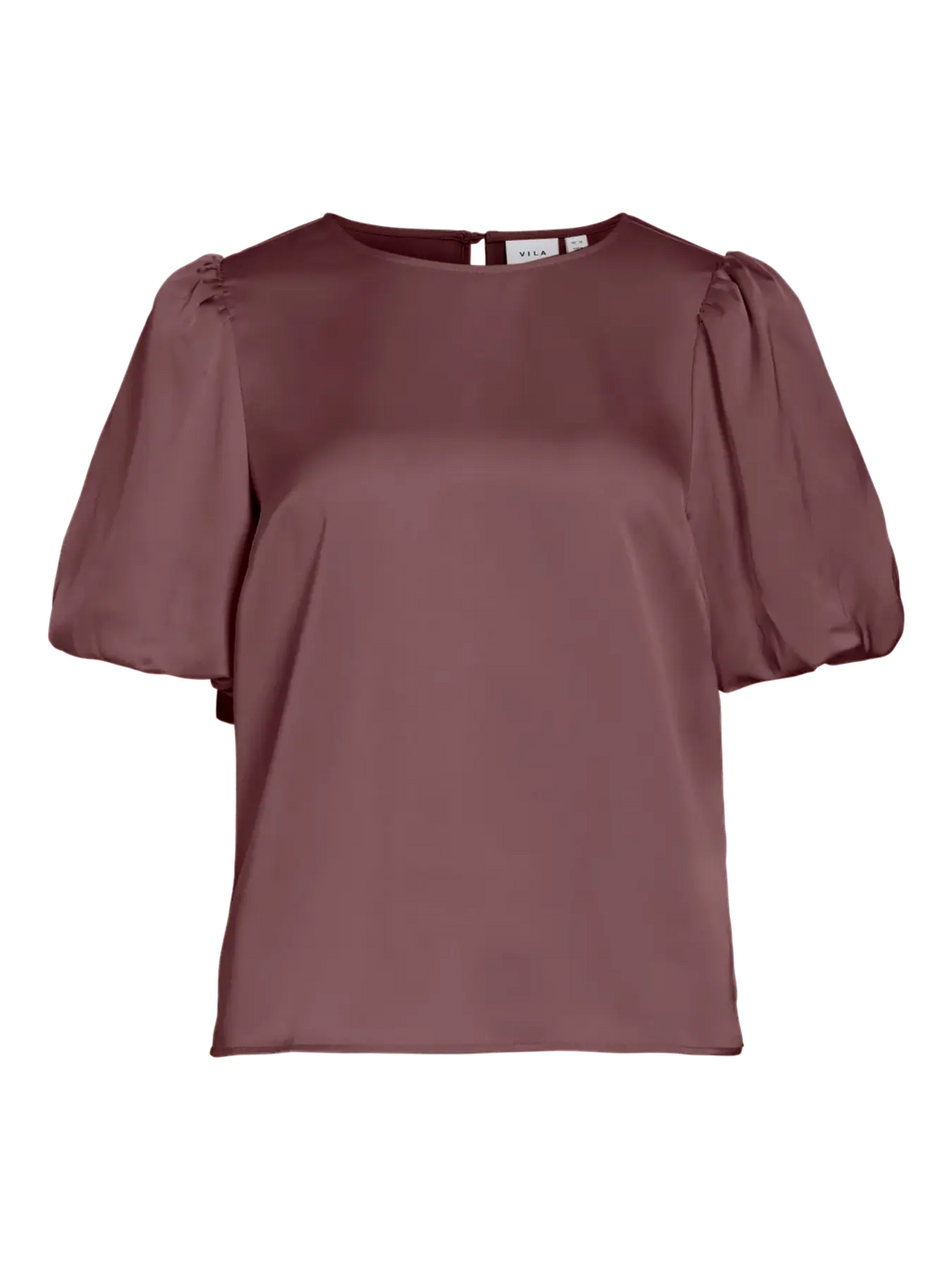 VIELLETTE 2/4 SATIN PUFF TOP- ROSE BROWN