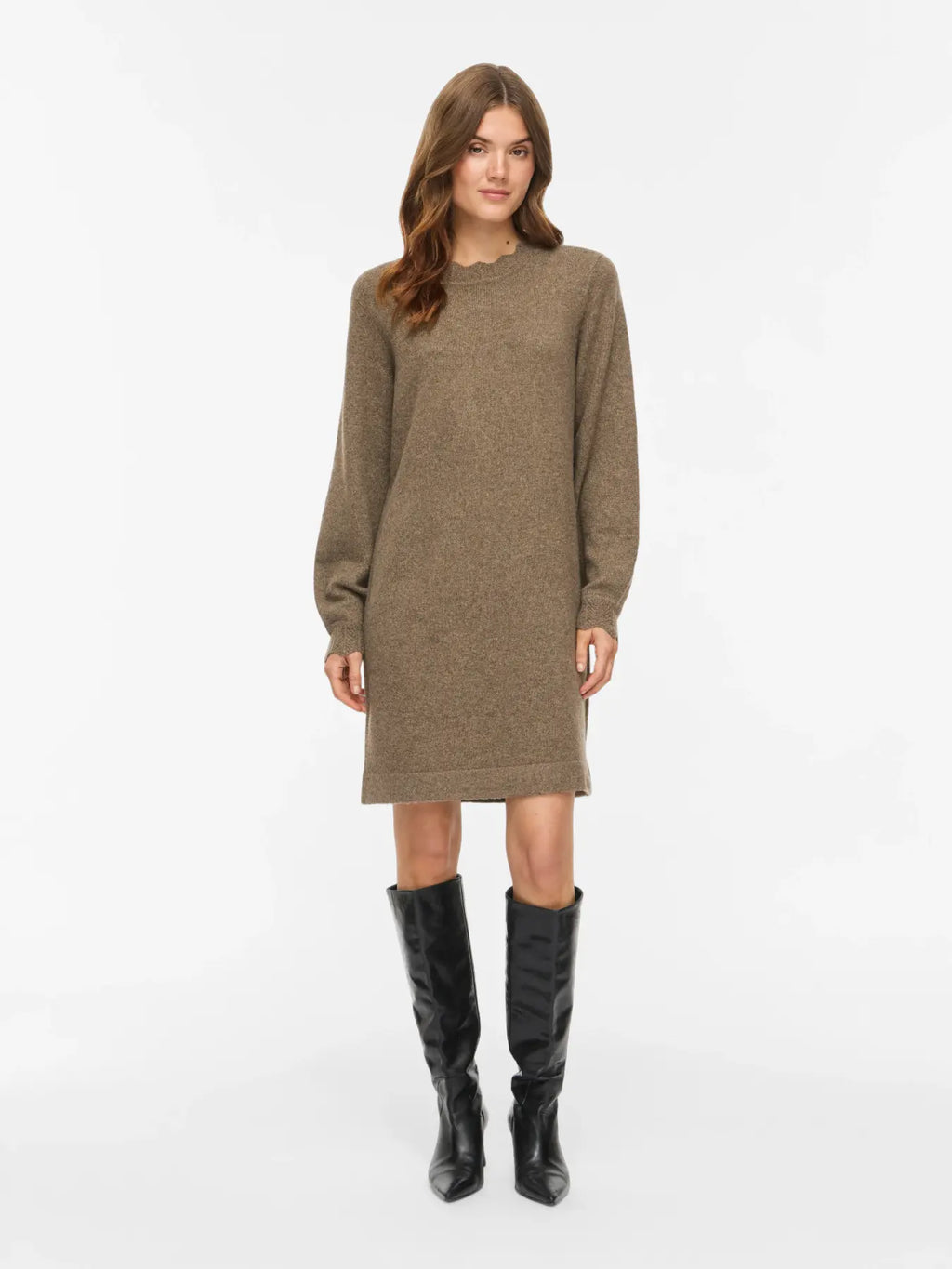 VINIKOLINA O-NECK L/S KNIT DRESS FALCON