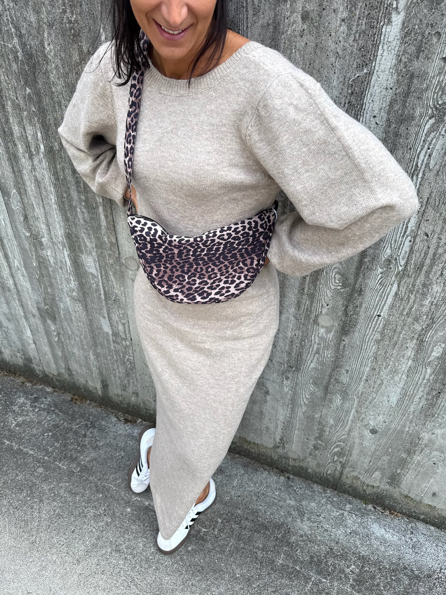 PCMARCELLO LS DEEP BACK KNIT DRESS BEIGE