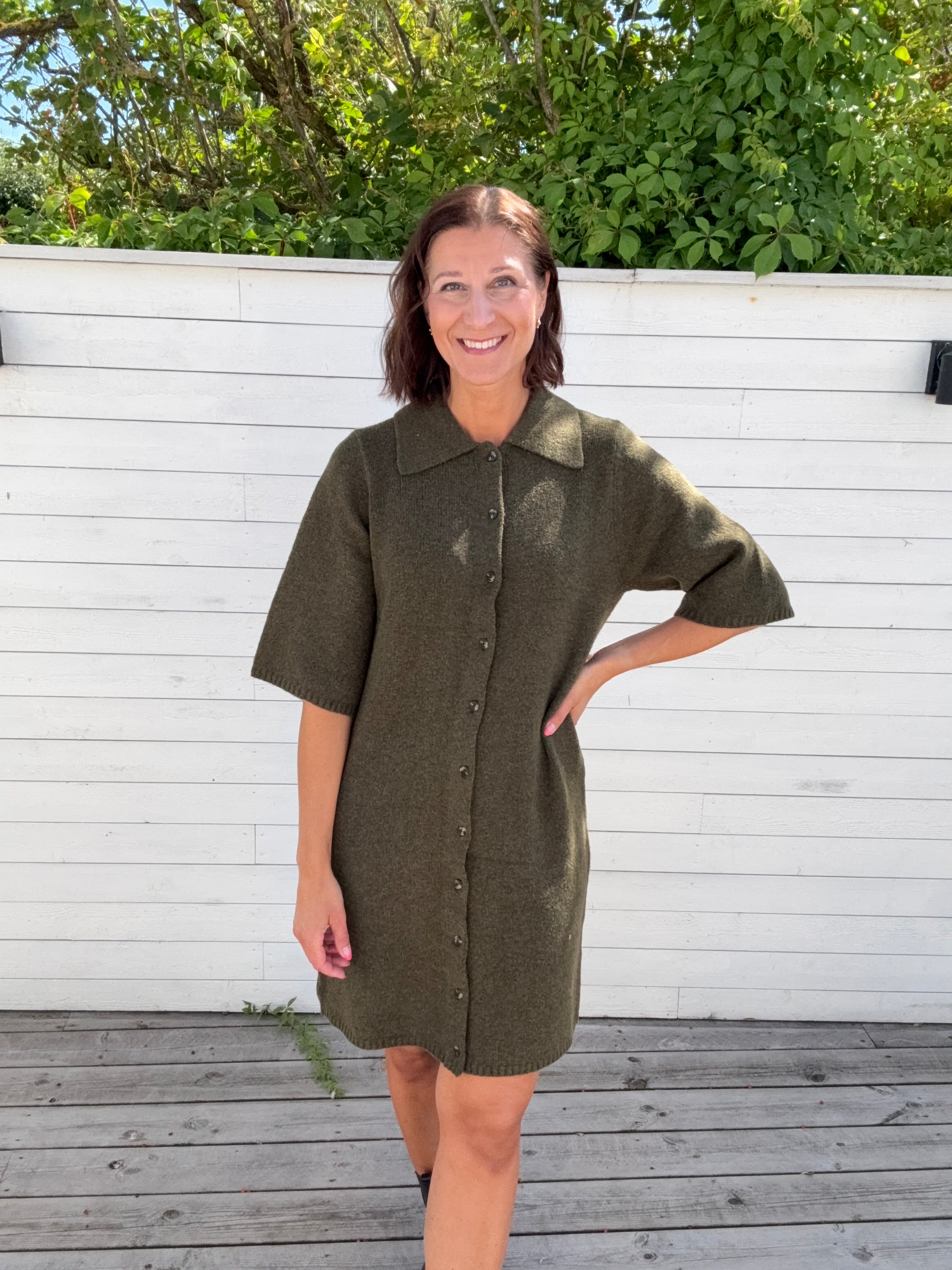 ONLALIVIA 2/4 COLLAR DRESS FOREST NIGHT