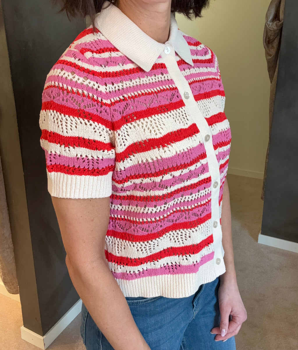 ONLLULA POLO S/S CARDIGAN PINK