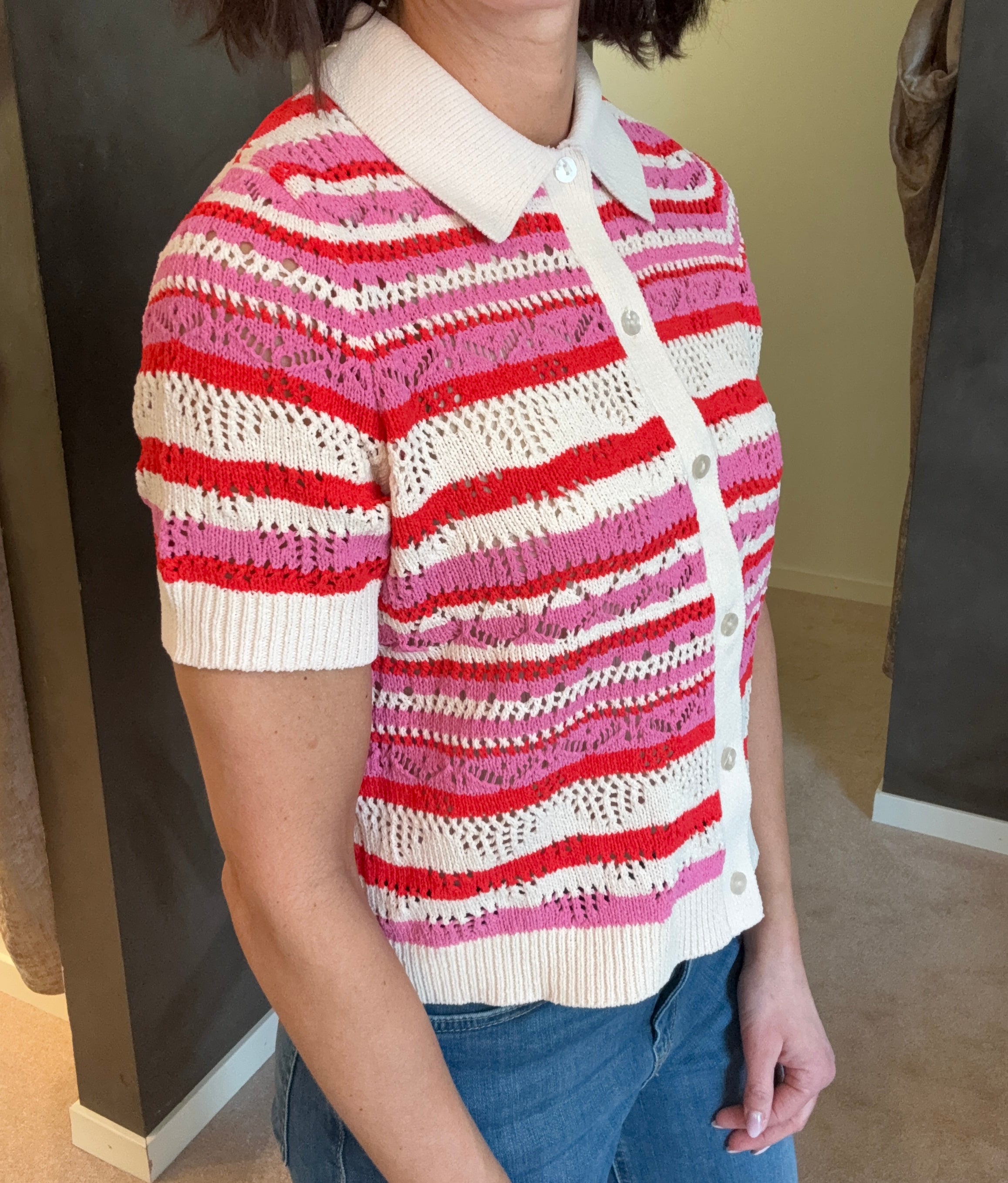 ONLLULA POLO S/S CARDIGAN PINK