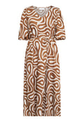 VENTIA V-NECK DRESS - BROWN ETNIC