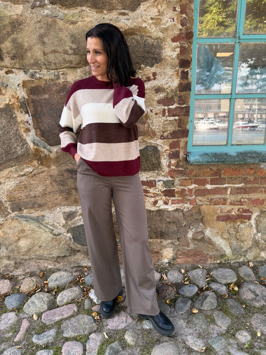 ONLATIA L/S STRIPE PULLOVER ZINFANDEL