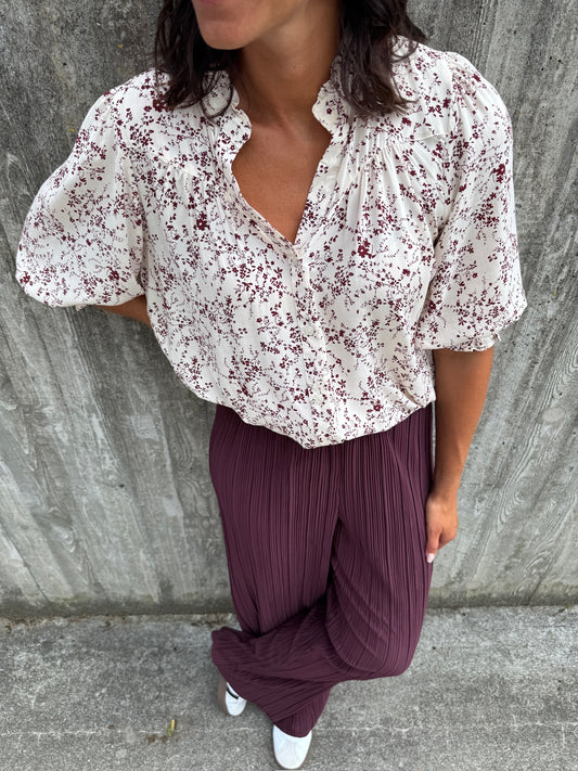 ONLRAYA 3/4 SHIRT ZINFANDEL FLOWER