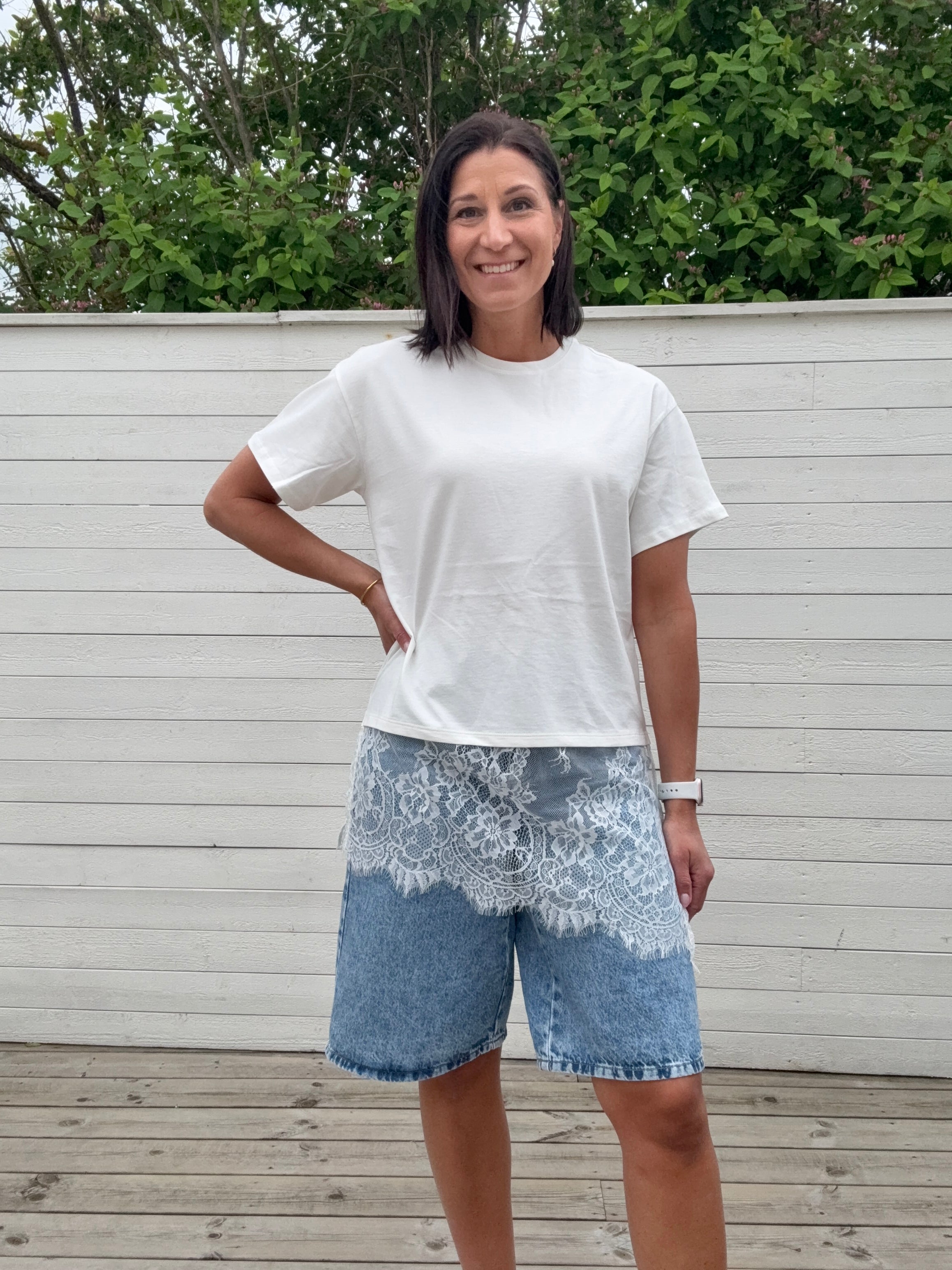 PCMAVE SS LACE T-SHIRT