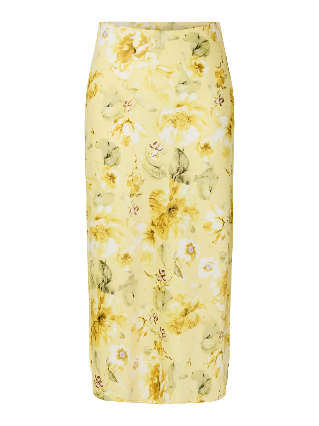 YASPELLA HW MIDI SKIRT  PALE BANANA LEMON PRINT