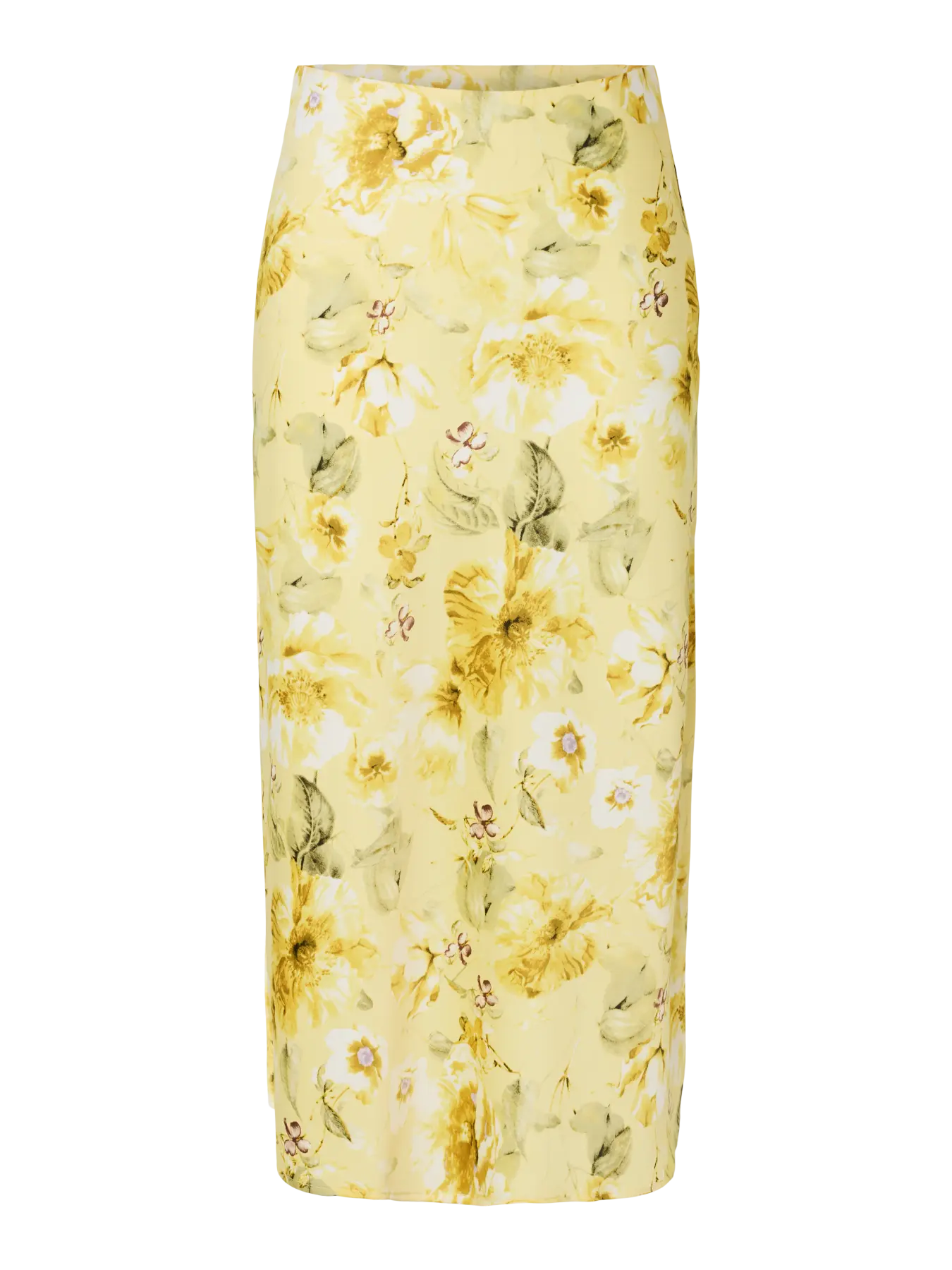 YASPELLA HW MIDI SKIRT  PALE BANANA LEMON PRINT