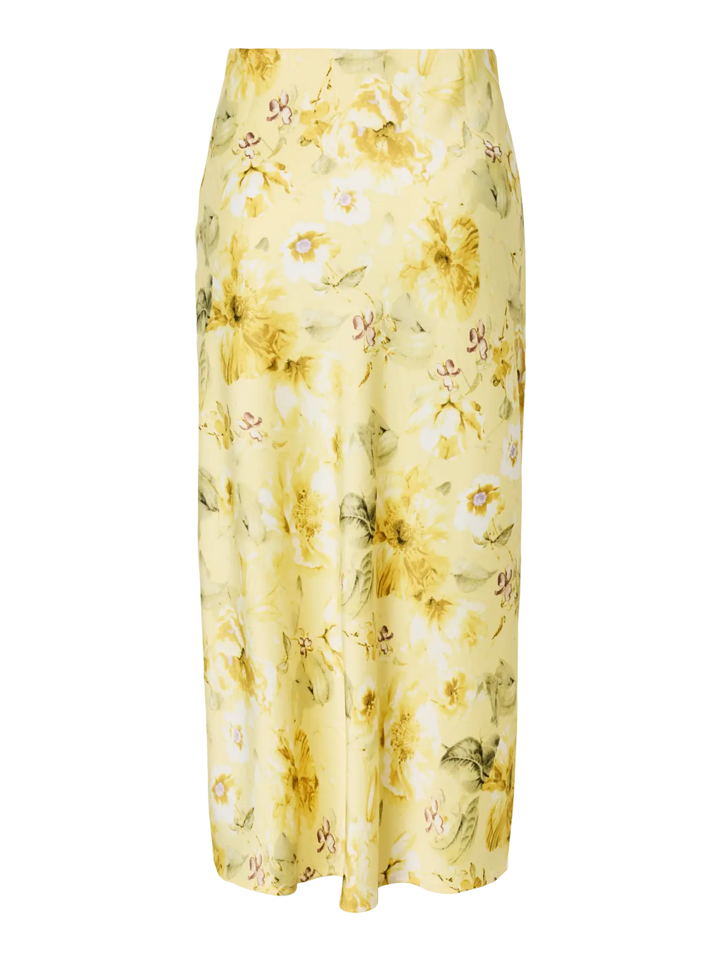 YASPELLA HW MIDI SKIRT  PALE BANANA LEMON PRINT