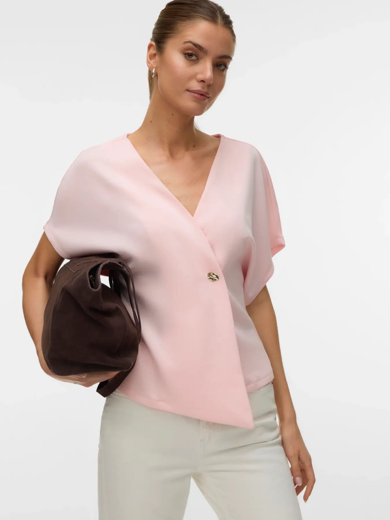 VMSMILLA SONJA SS V-NECK TOP PINK