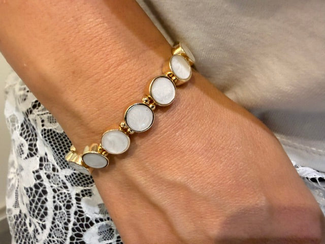 Ava Petite Elastic Bracelet- Beige
