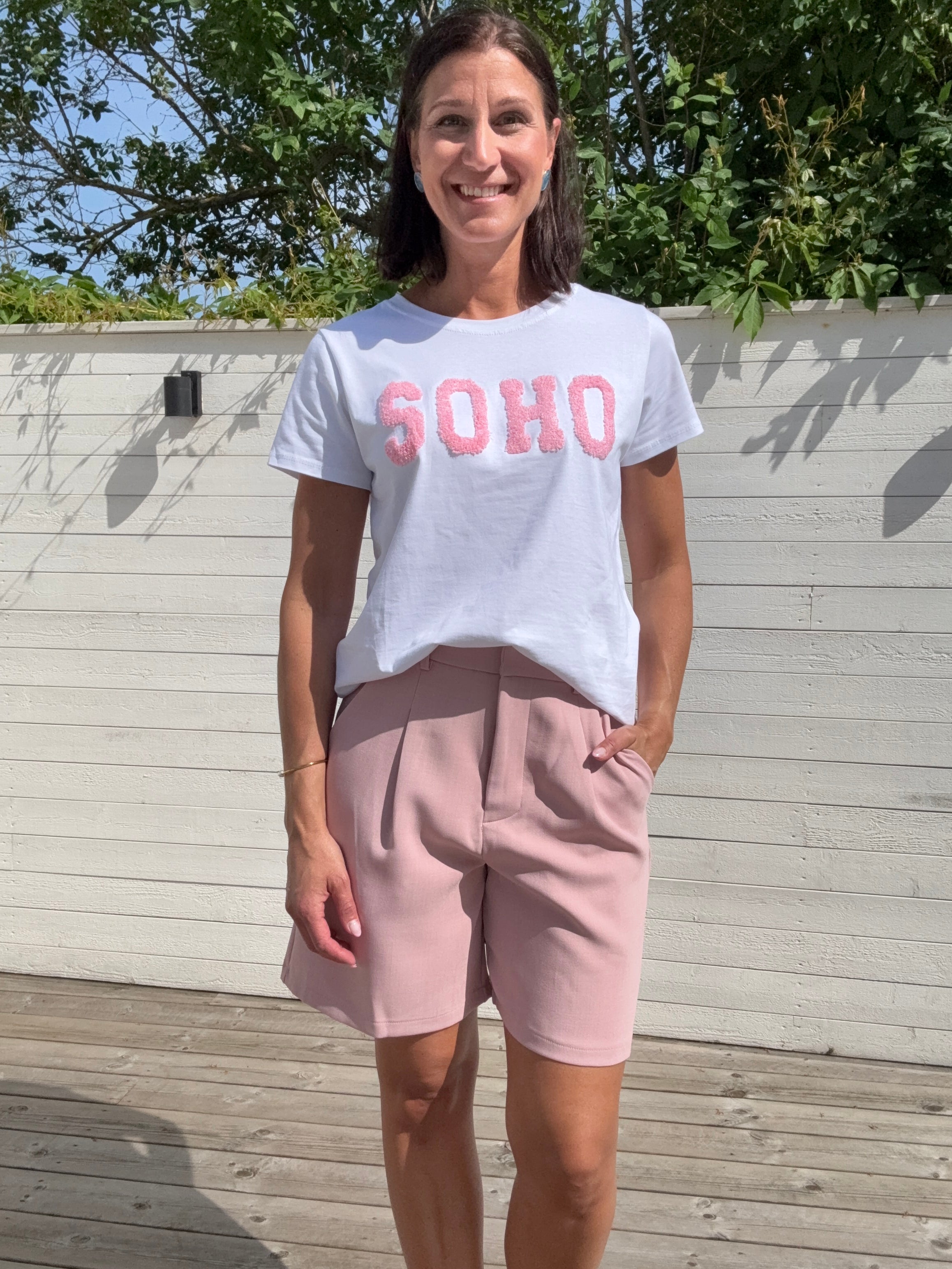 HERDIS TEE WHITE/BABY PINK
