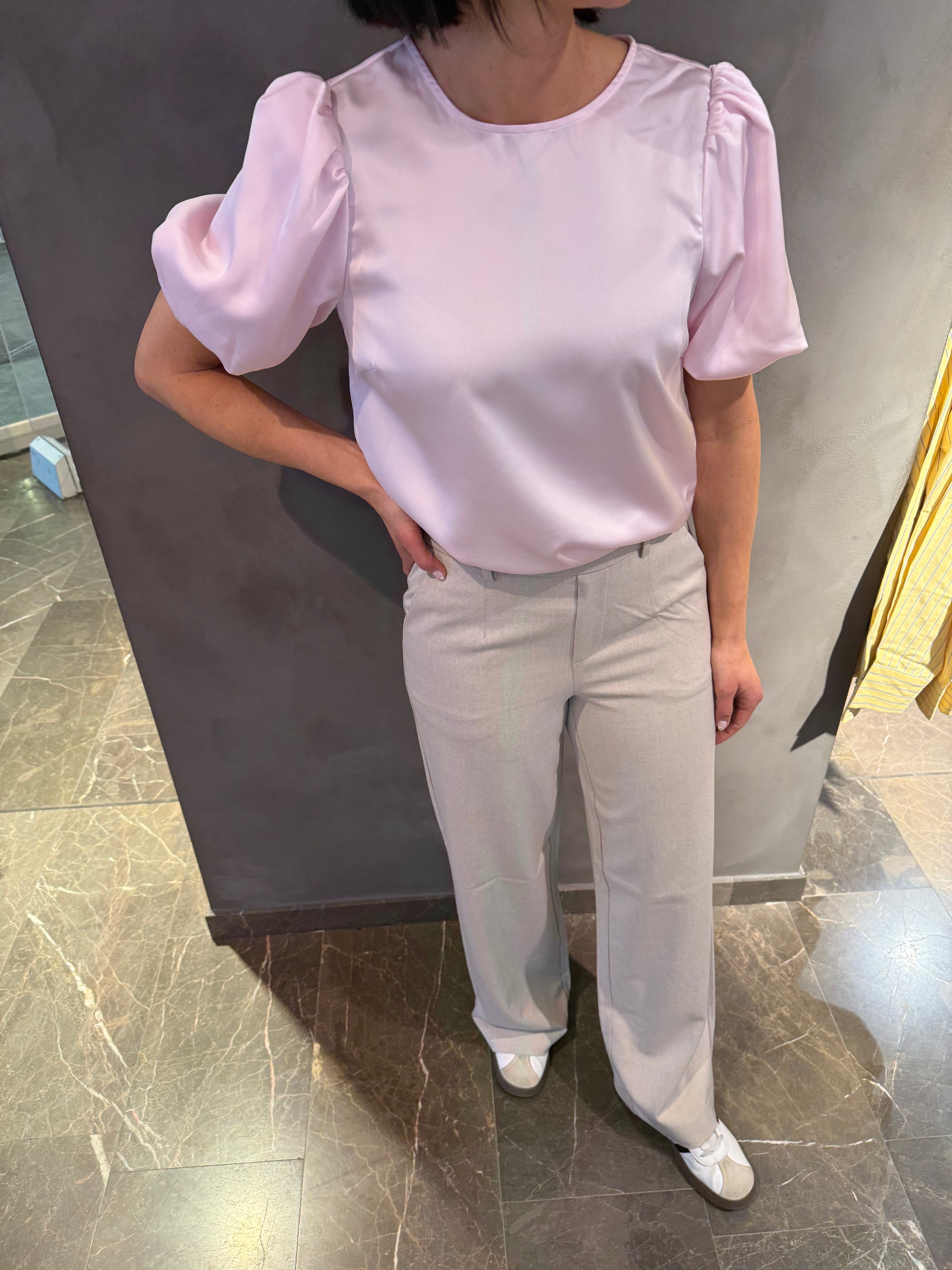 VIELLETTE 2/4 SATIN PUFF TOP LIGHT PINK