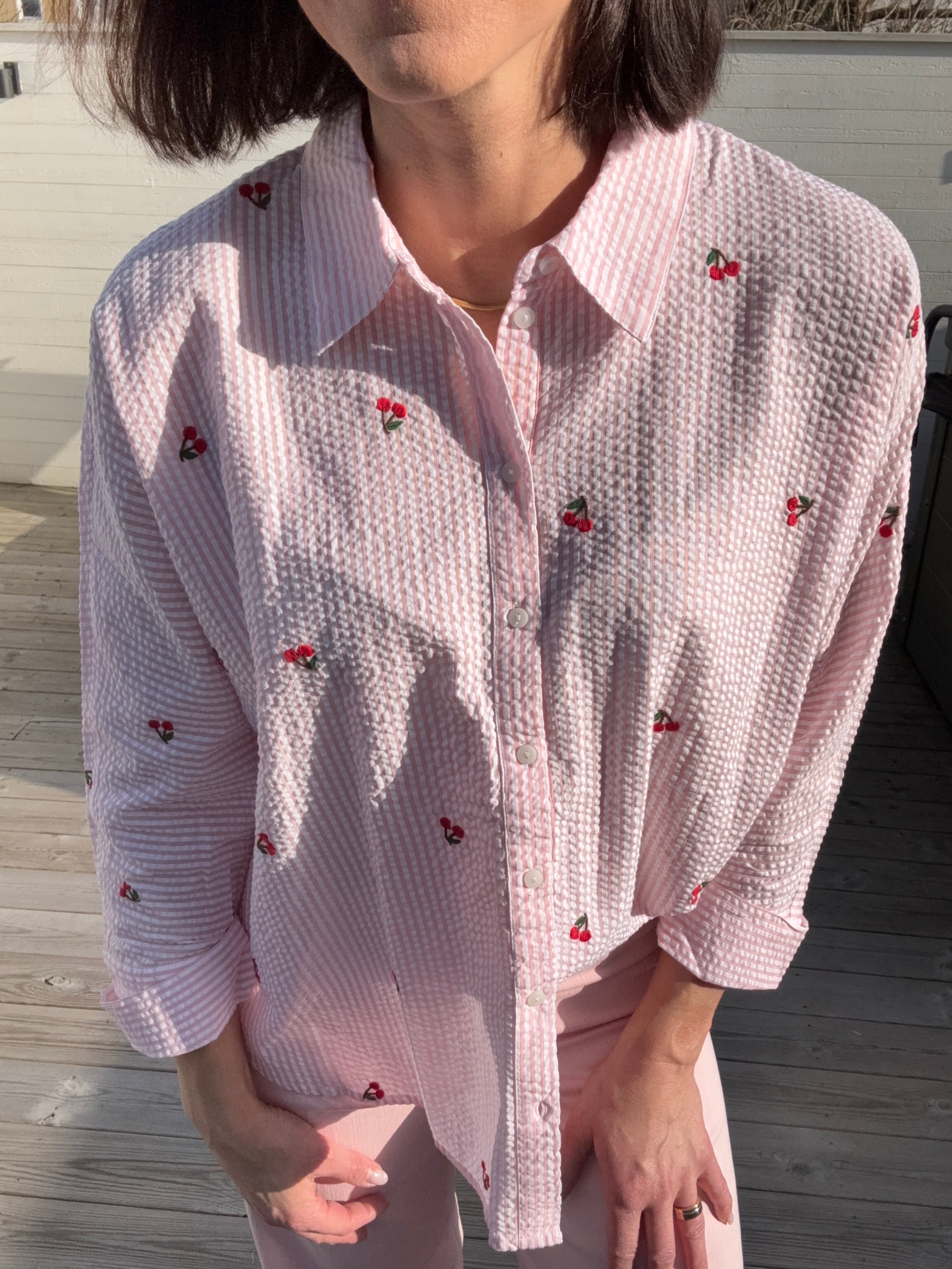 ONLNEW LINA GRACE L/S CHERRY SHIRT