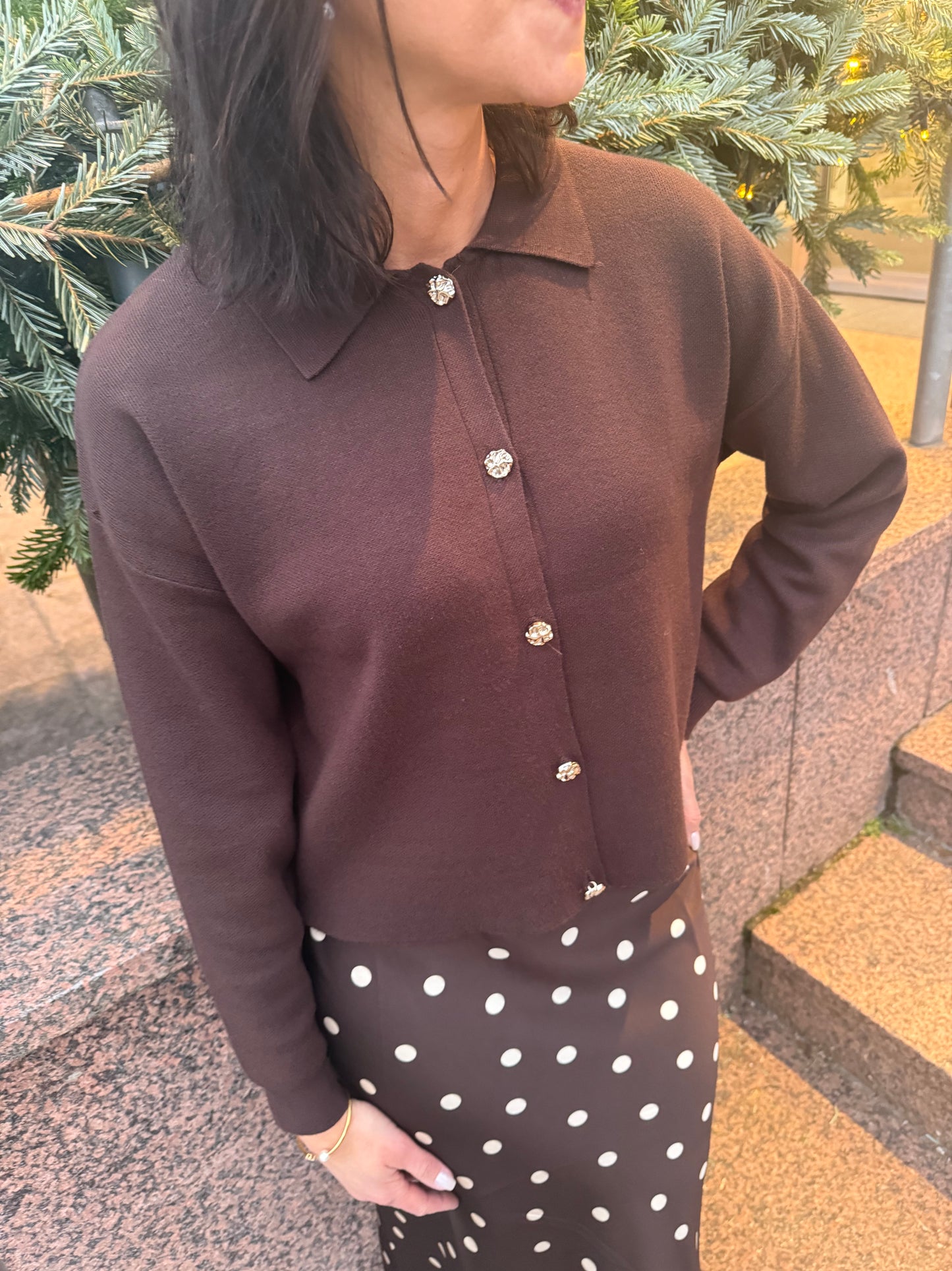 PCJASSY LS POLO KNIT CARDIGAN