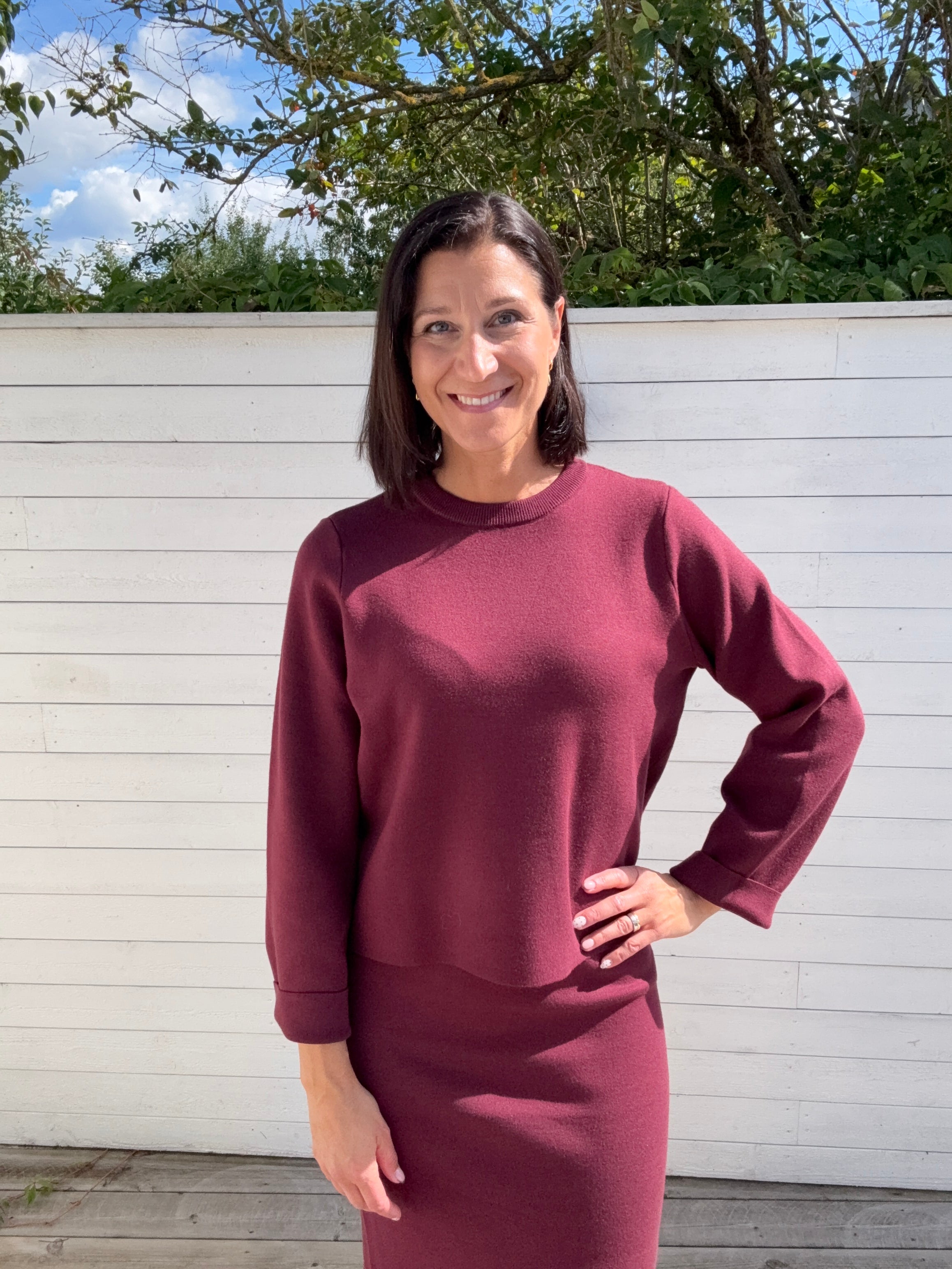 OBJREYNARD O-NECK PULLOVER WINDSOR WINE