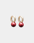 AMELIE PEARL HOOPS BURGUNDY