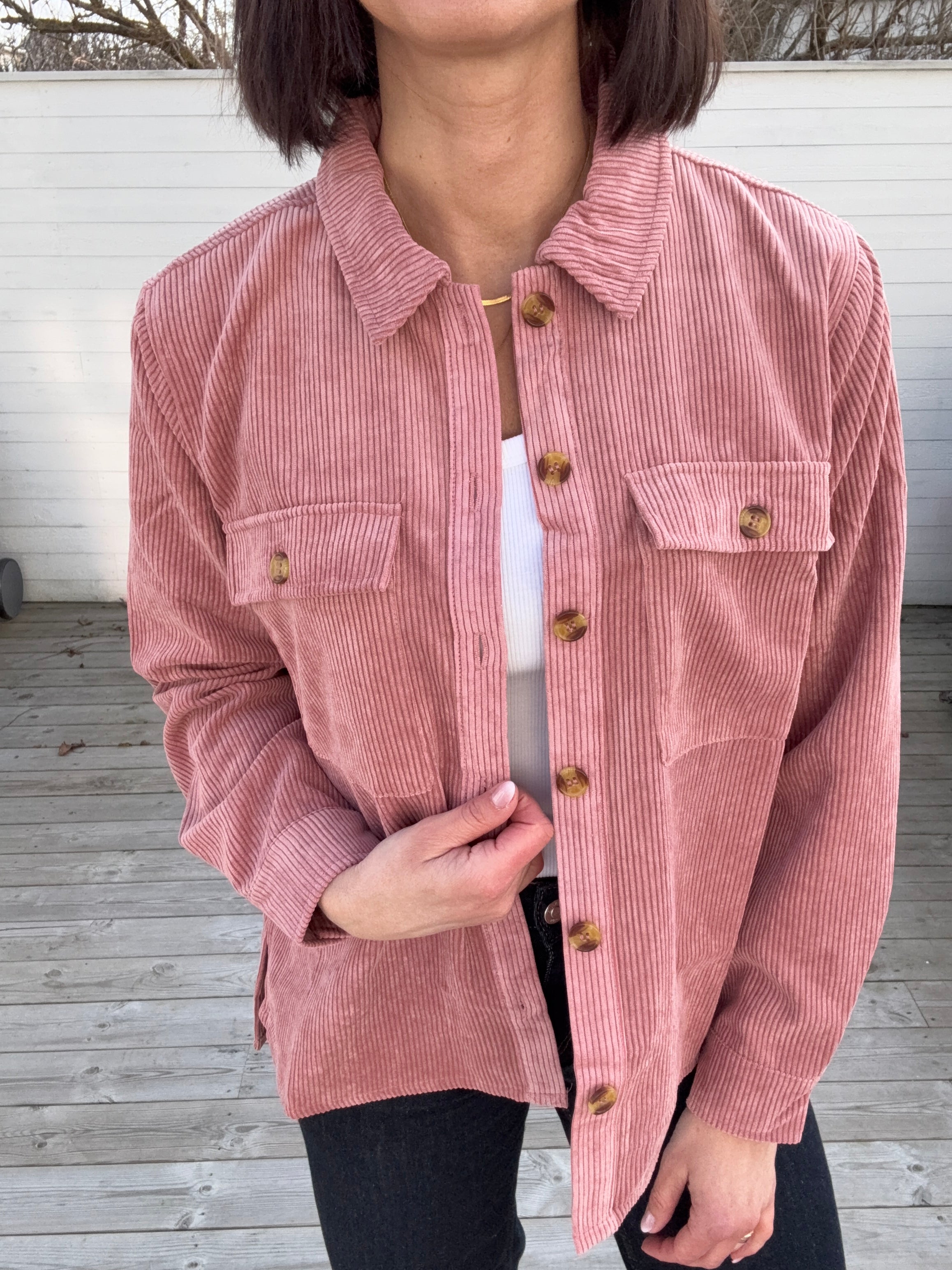 PCEFFI LS CORDUROY SHIRT ASH ROSE