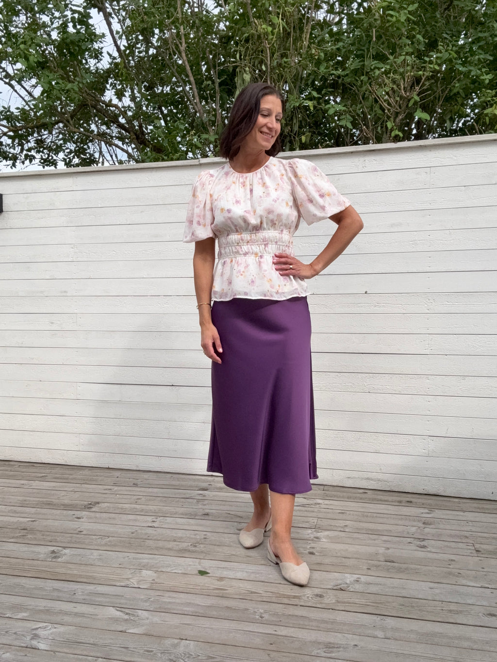 YASPELLA HW MIDI SKIRT WINEBERRY