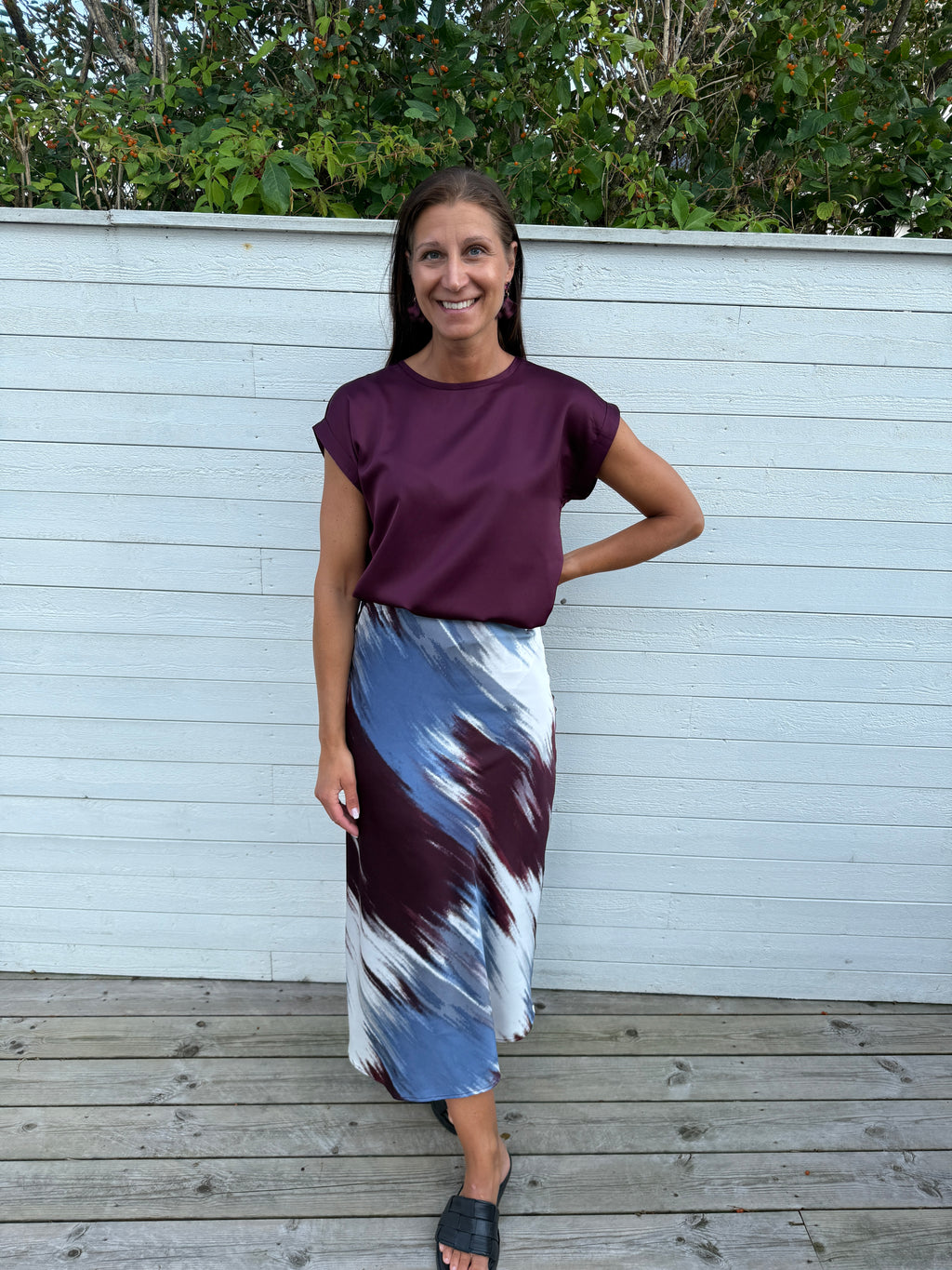 VIELLETTE S/S SATIN TOP FIG