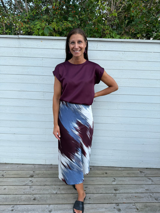 VIELLETTE S/S SATIN TOP FIG