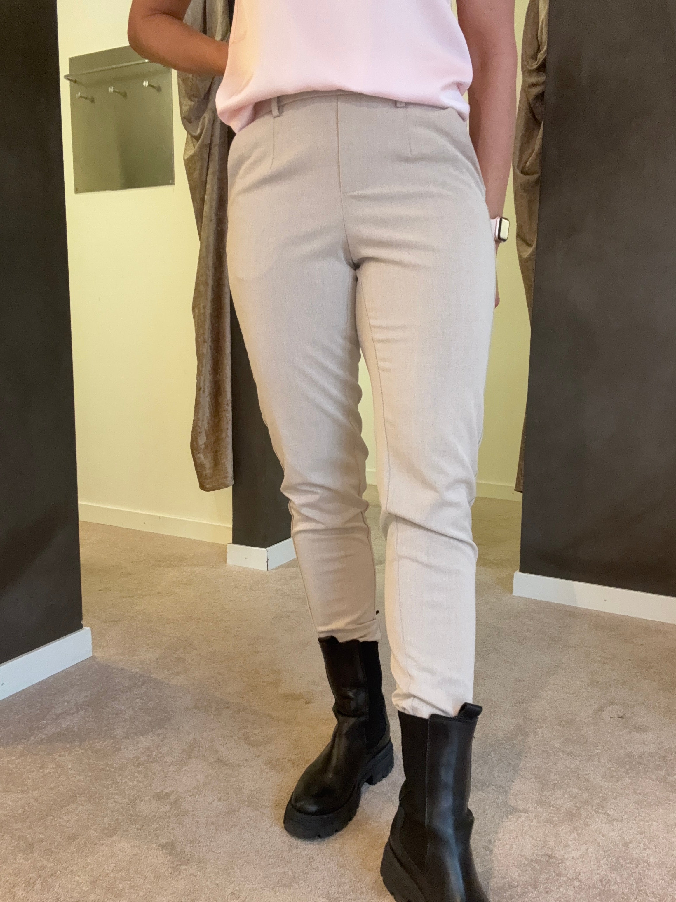 OBJLISA SLIM PANT HUMUS MELANGE