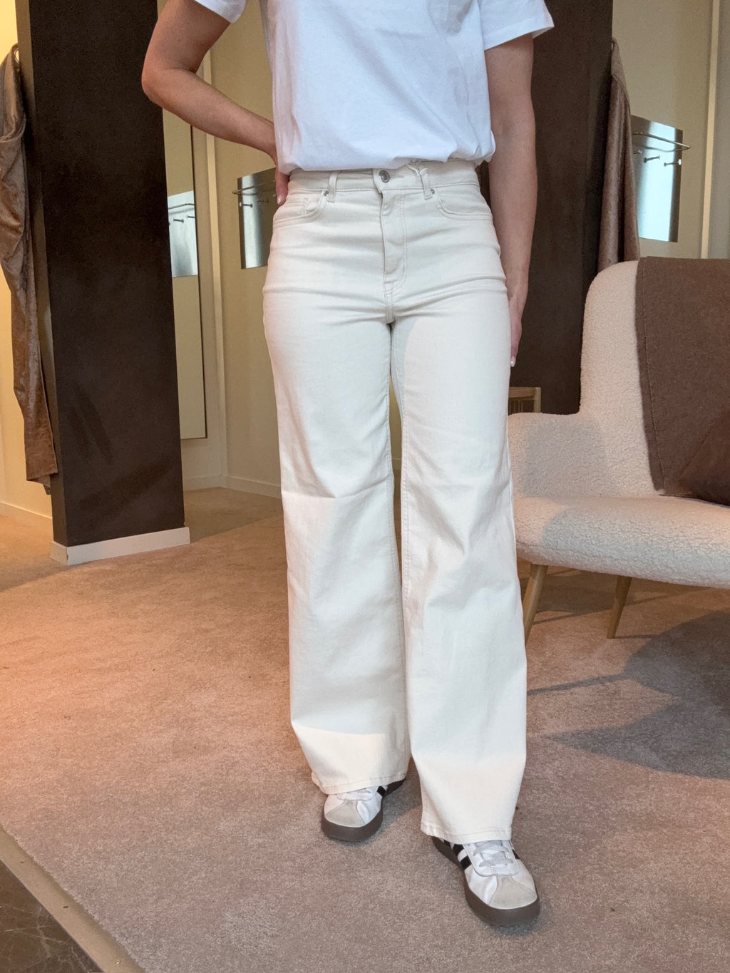 ONLMADISON BLUSH HW WIDE DNM ECRU