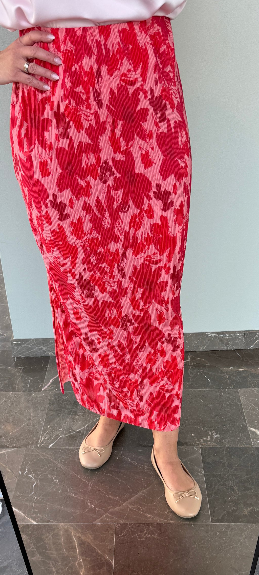 PCFLORA HW ANKLE SKIRT RED