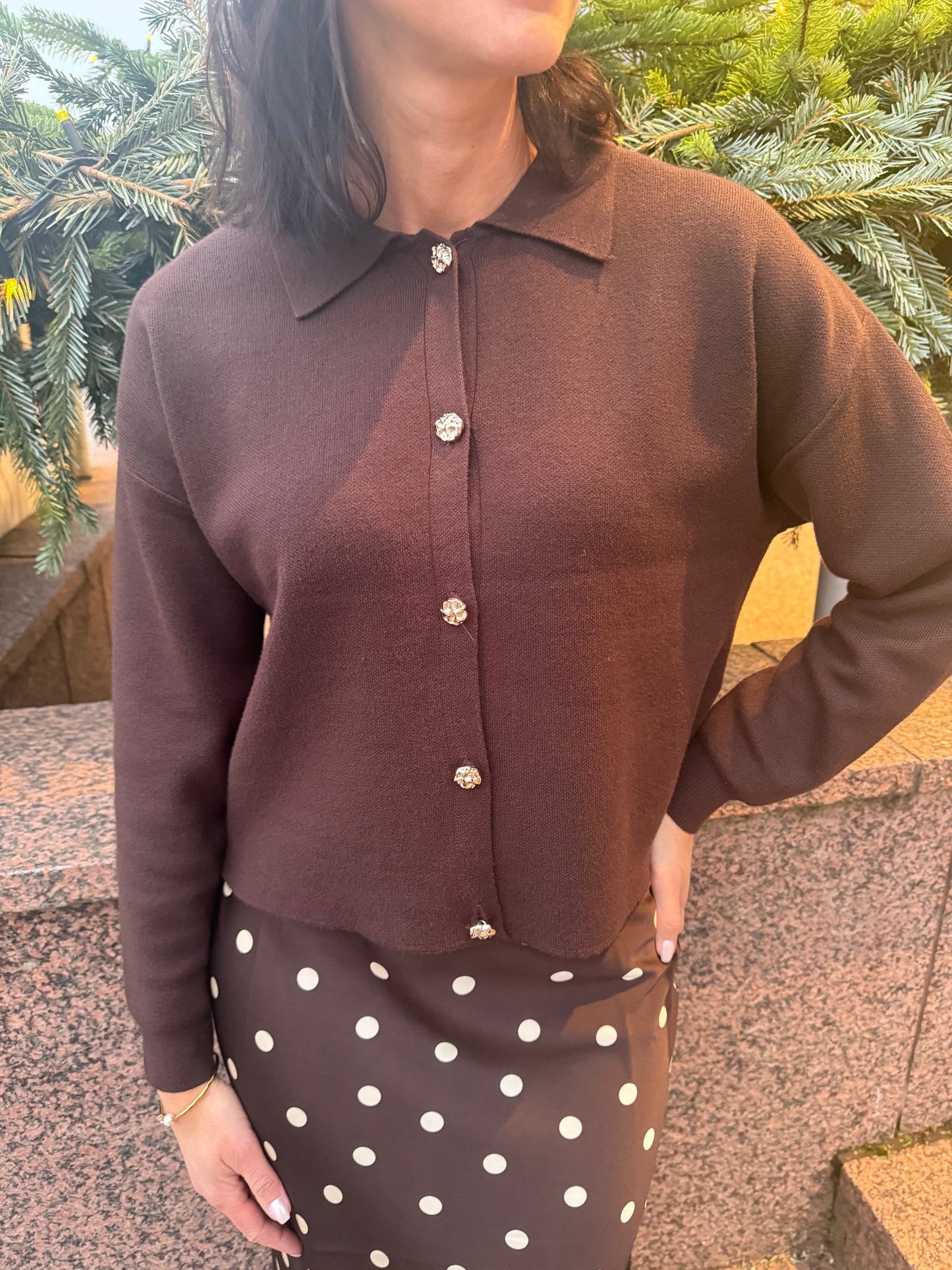 PCJASSY LS POLO KNIT CARDIGAN