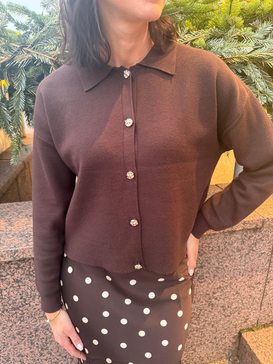 PCJASSY LS POLO KNIT CARDIGAN