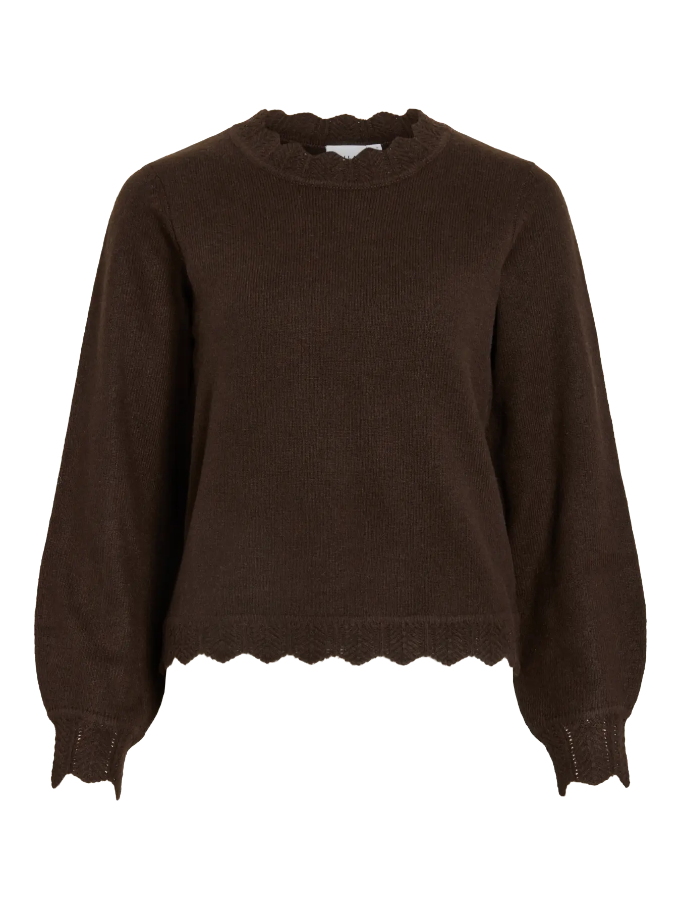 VINIKOLINA O-NECK L/S KNIT TOP COFFEE BEAN