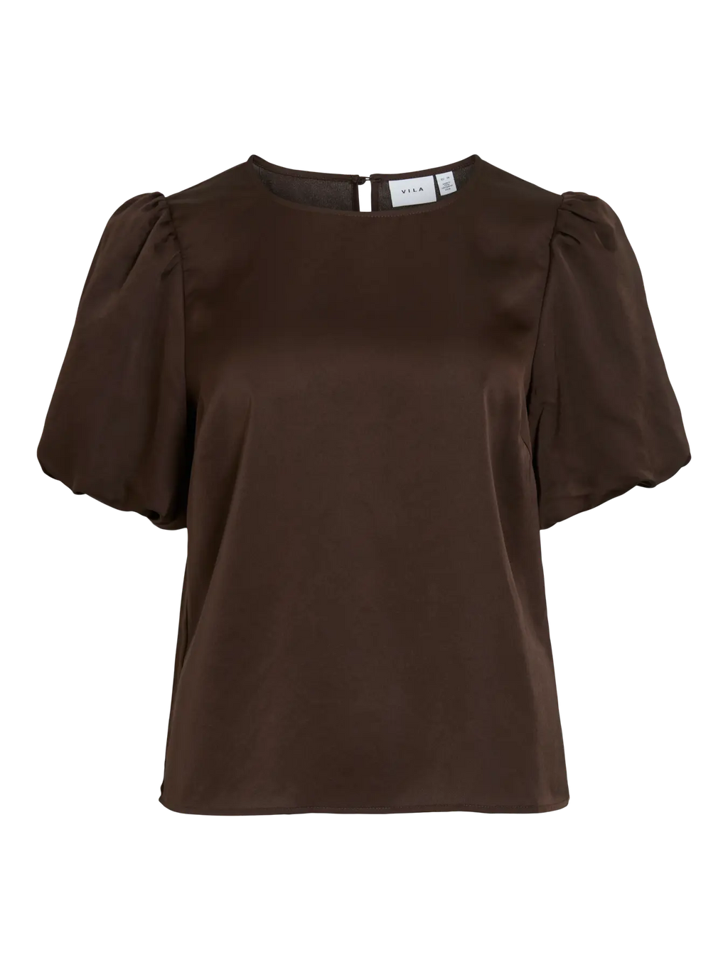 VIELLETTE 2/4 SATIN PUFF TOP COFFEE BEAN
