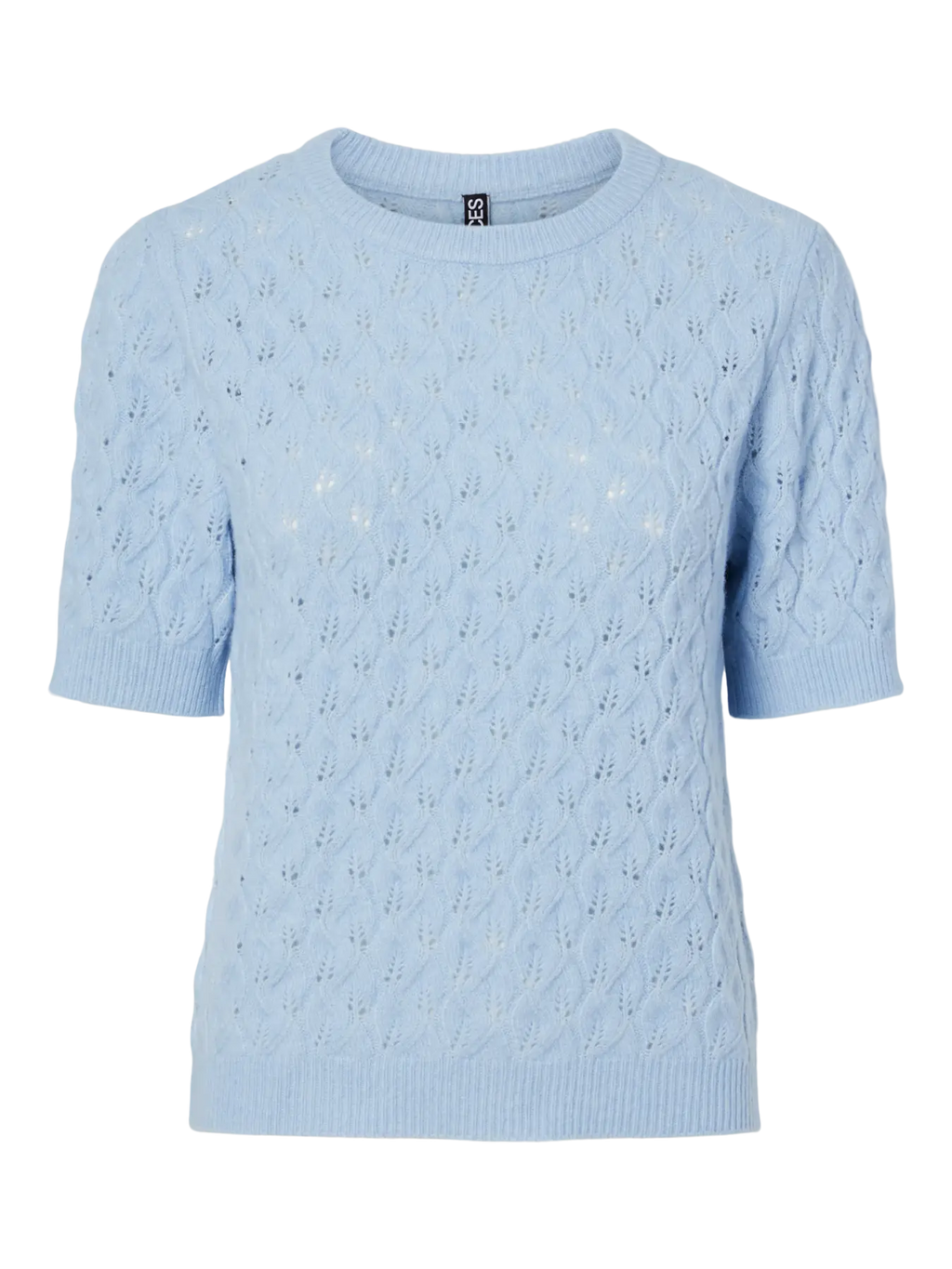PCLELOU SS O-NECK KNIT- LJUSBLÅ